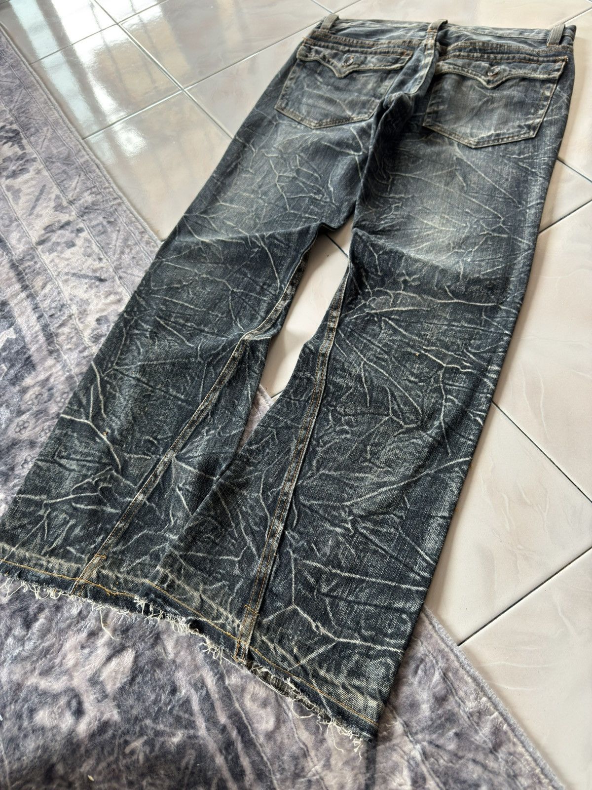 If Six Was Nine Nylaus Japan Shatter Wash Spiral Glam Flared Jeans Size US 30 / EU 46 - 23 Thumbnail