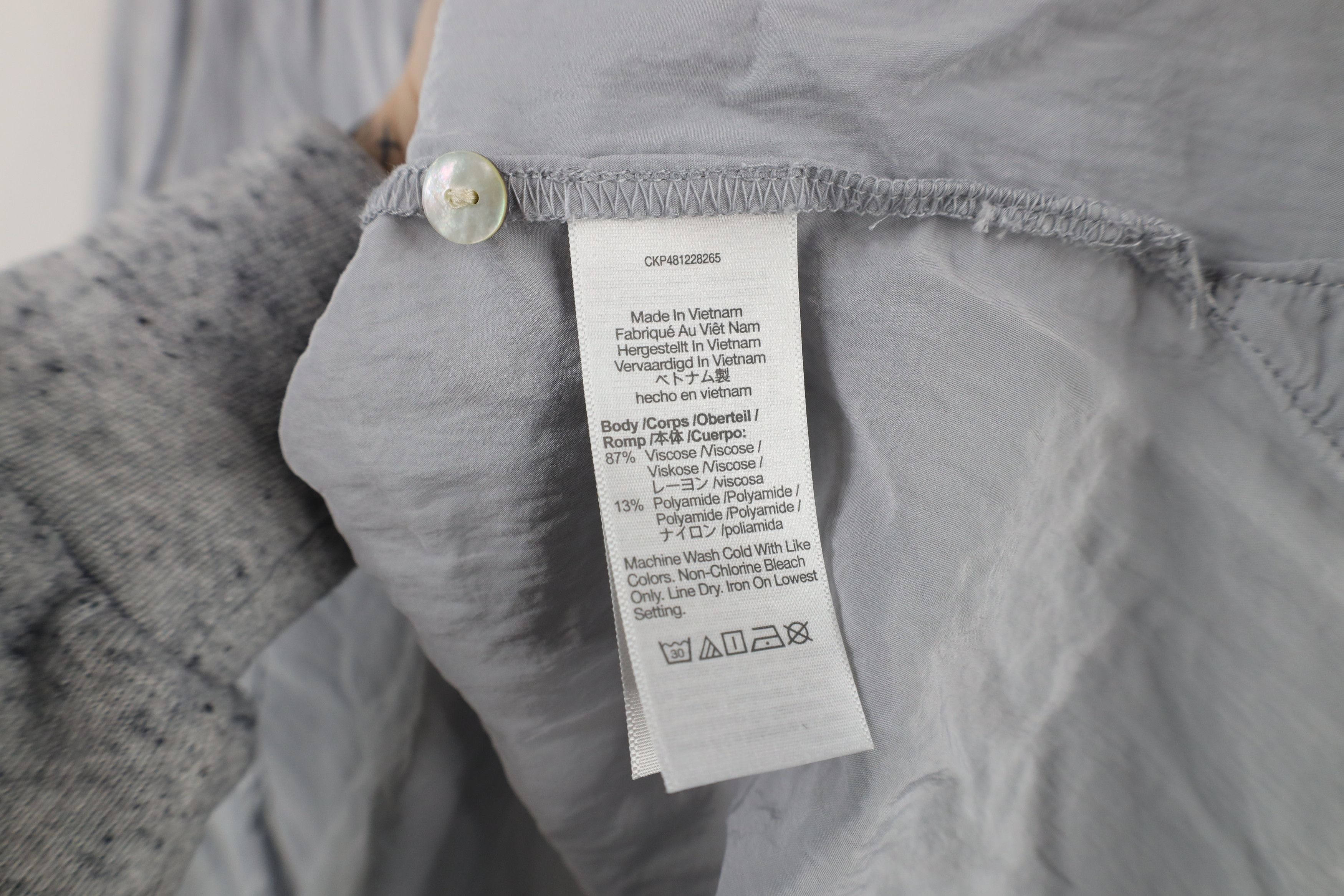 Madewell × Vintage Madewell Crinkled Long Sleeve Collared Button Up Shirt Gray Size XL / US 12-14 / IT 48-50 - 8 Thumbnail