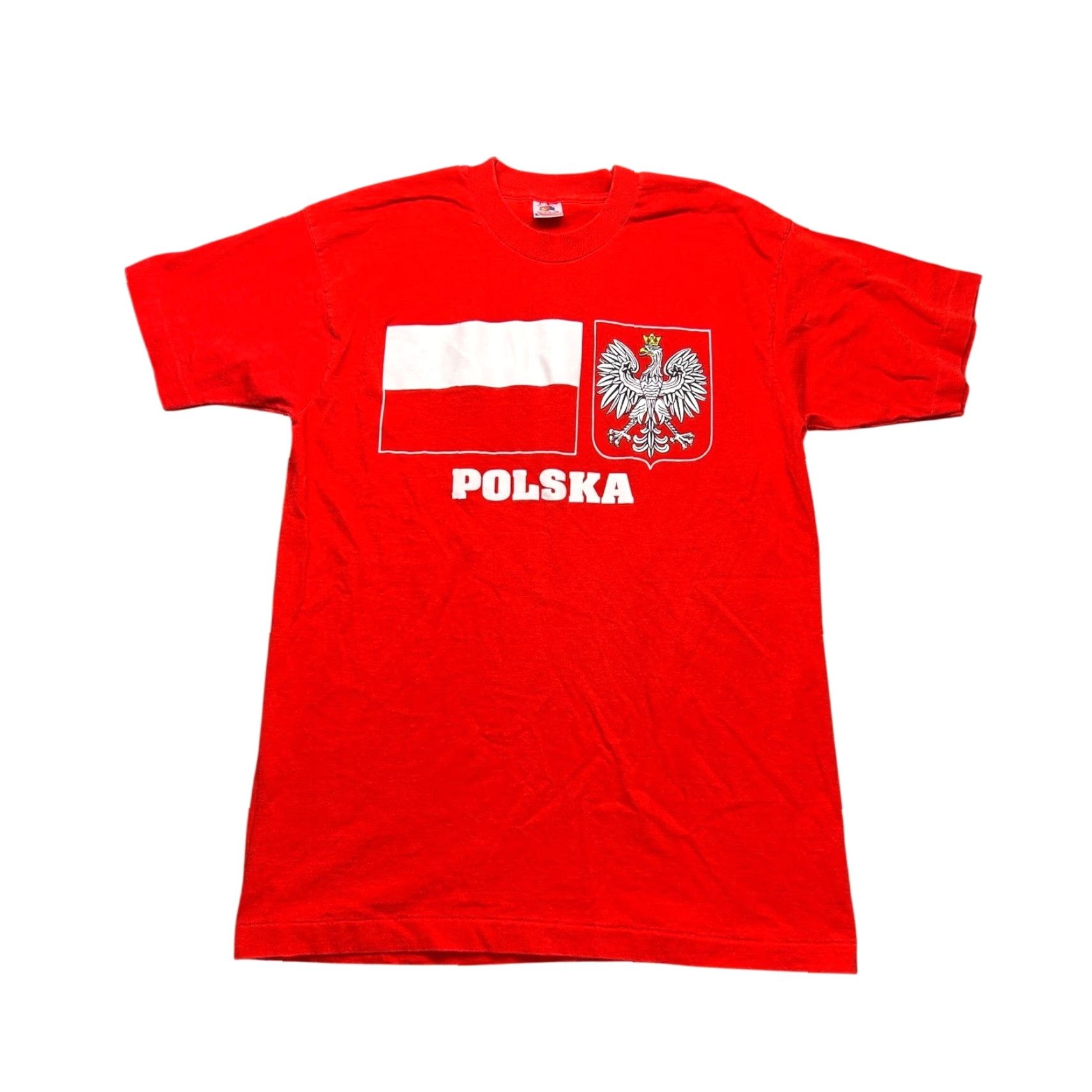 Fruit Of The Loom VINTAGE Poland Polska T Shirt Large Fruit of the Loom USA Made Flag Graphic Shirt Mens L Red 90s Patriotic USA Crest Flag Size US L / EU 52-54 / 3 - 2 Thumbnail