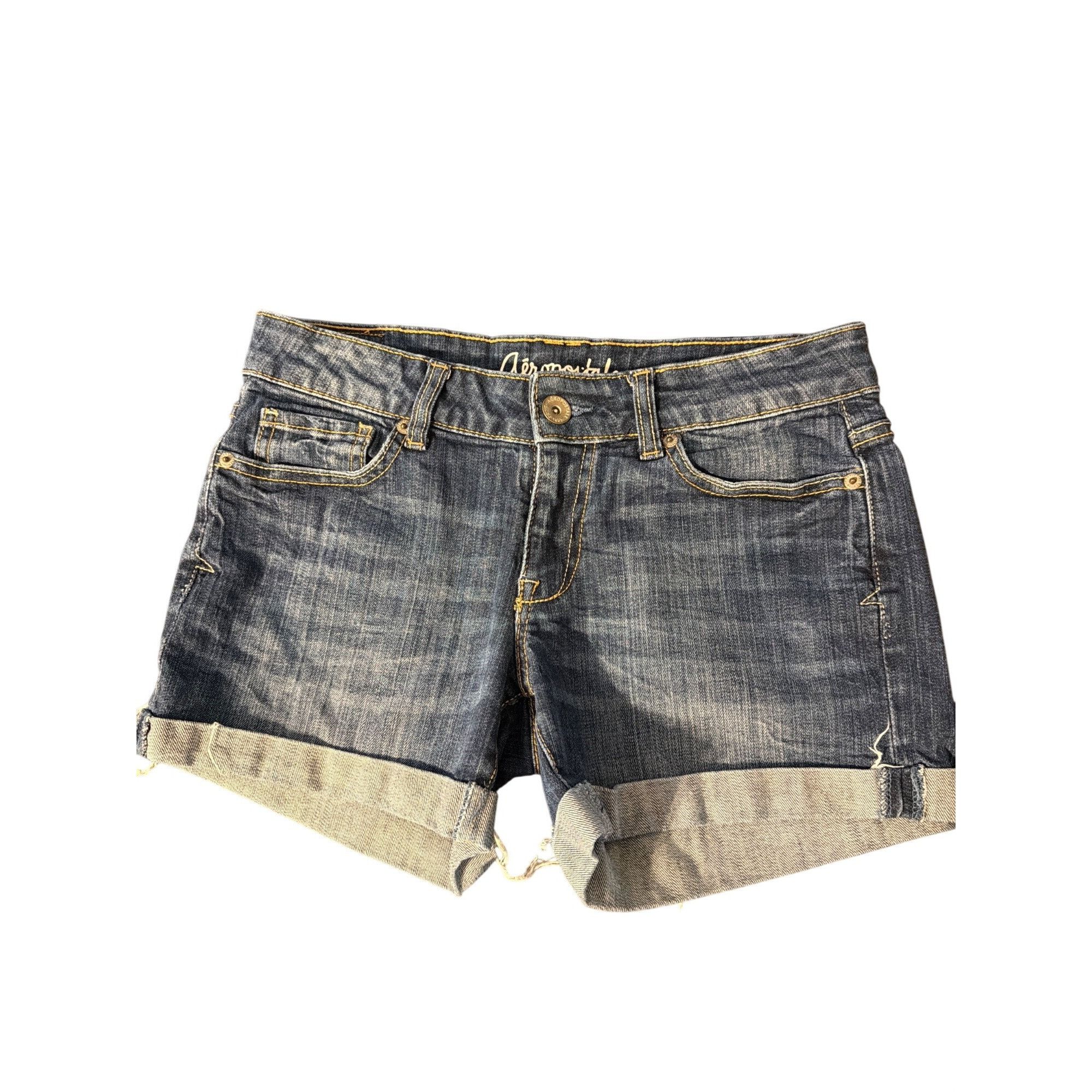 Aeropostale Aeropostale Boyfriend Denim Jean Shorts Blue Cuffed Relaxed Size 26" / US 2 / IT 38 - 1 Thumbnail