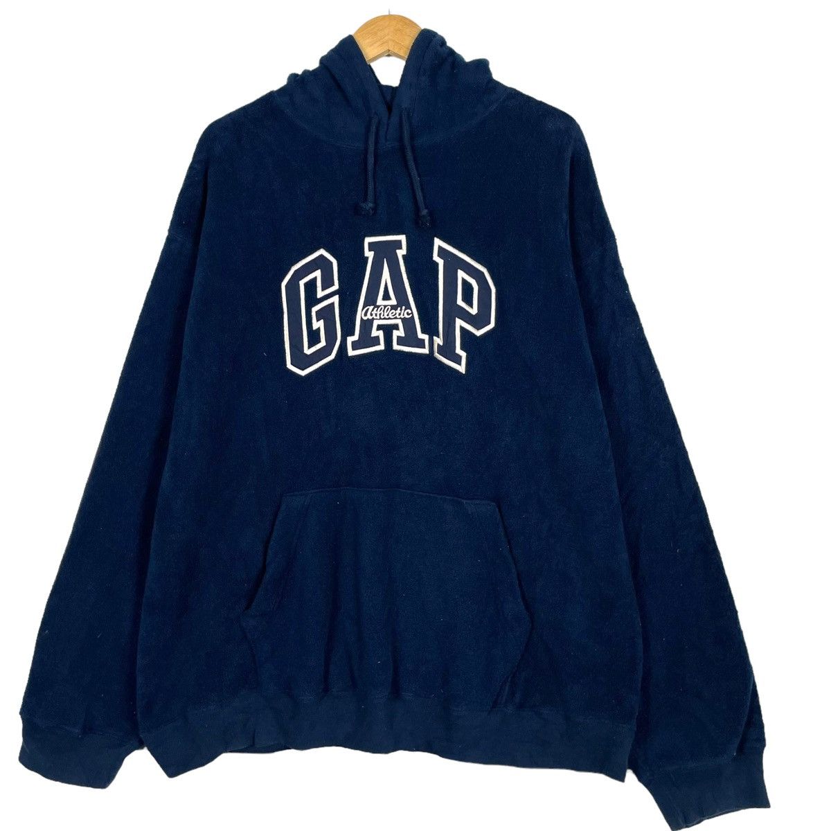 Gap × Vintage 💥90s GAP ATHLETIC FLEECE SWEATER PULLOVER HOODIE Size US XL / EU 56 / 4 - 1 Thumbnail