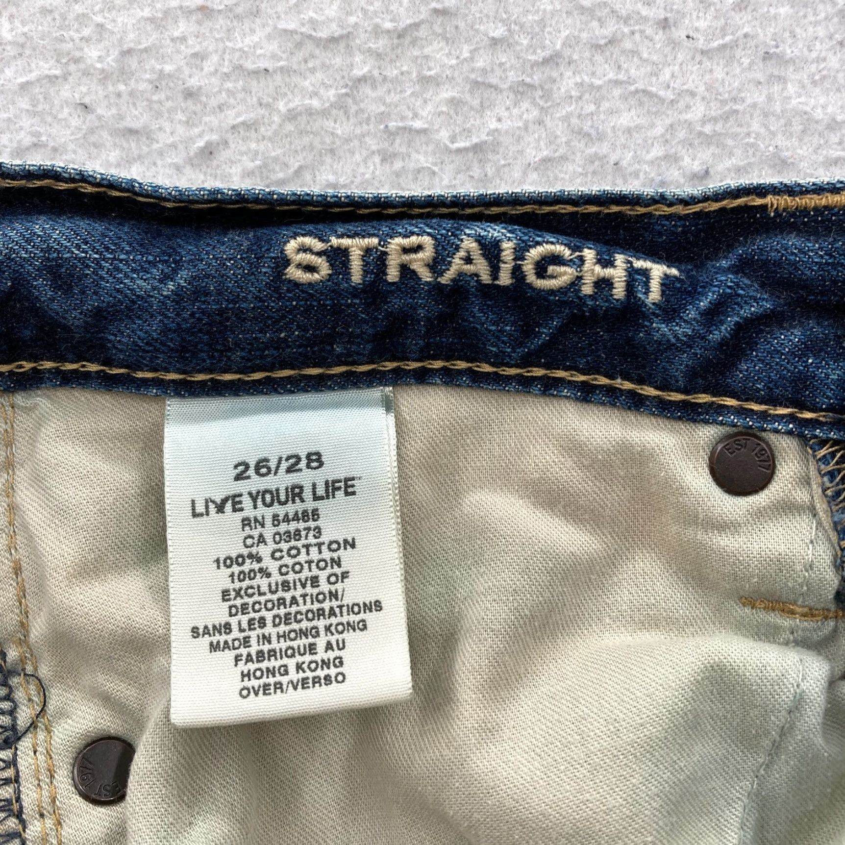 American Eagle Outfitters American Eagle Outfitters Jeans Mens 26x28 Straight Leg Dark Wash Blue Denim Distressed Regular Rise Low 8-10in 5-Pocket Denim Size US 26 / EU 42 - 6 Thumbnail