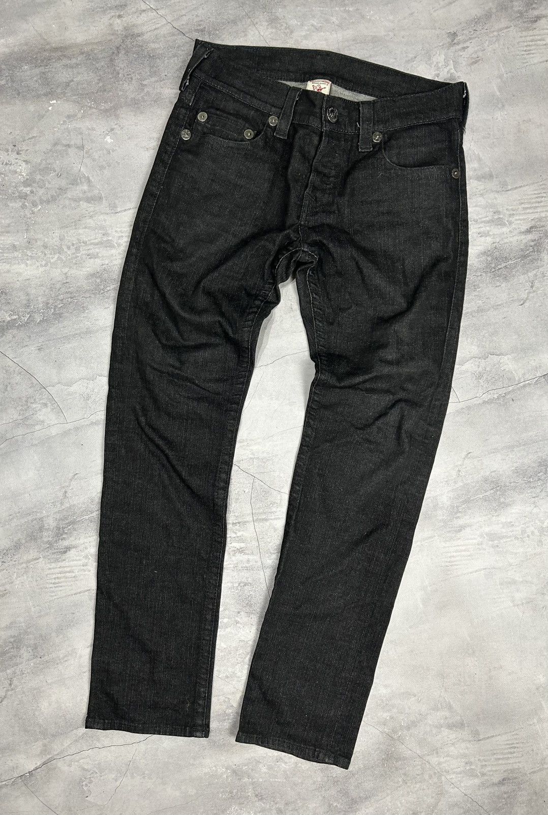 True Religion × Vintage True Religion Ricky Relaxed Straight Black Denim Jeans Y2K Size US 31 - 7 Thumbnail