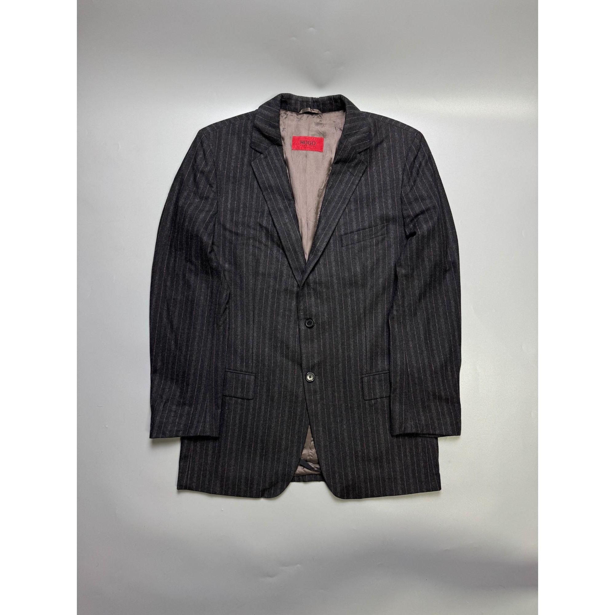 Hugo Boss Hugo Boss Striped Wool Blend 2 Button Blazer (Y1148) Size 44R - 1 Thumbnail