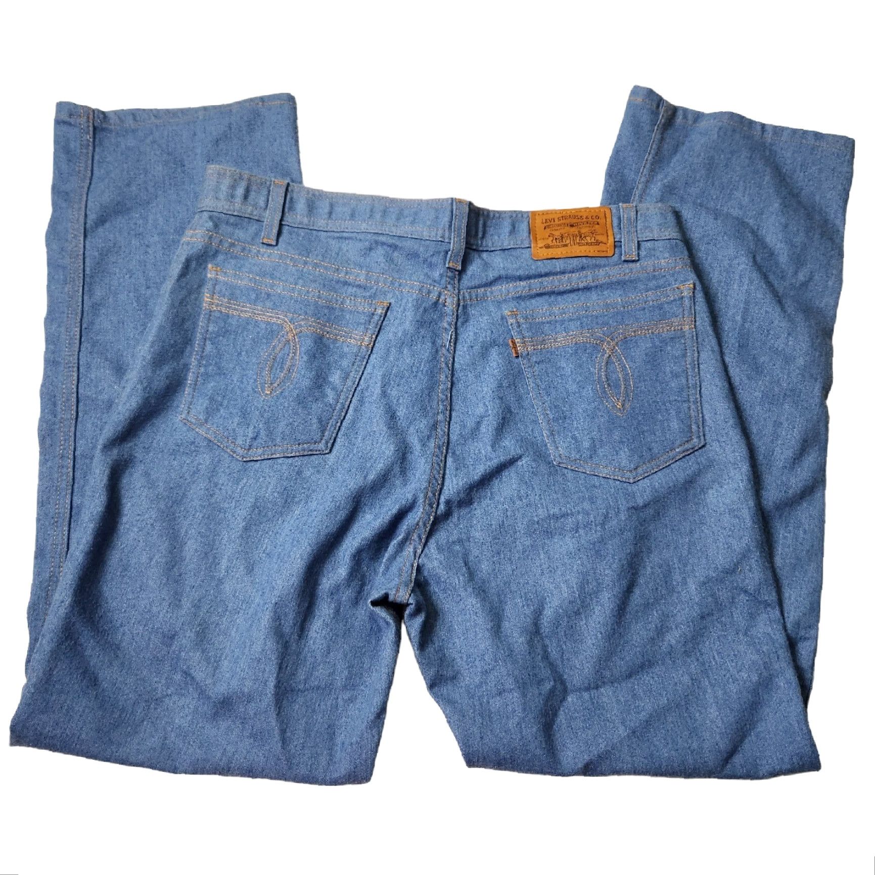 Levi's VINTAGE Levi's Western Jeans Pant Blue Light Denim 38x32 Jeans 80s 70s Mens Straight Brown Tab Orange Stitch Denim Sz 38x32 Size US 38 / EU 54 - 2 Thumbnail