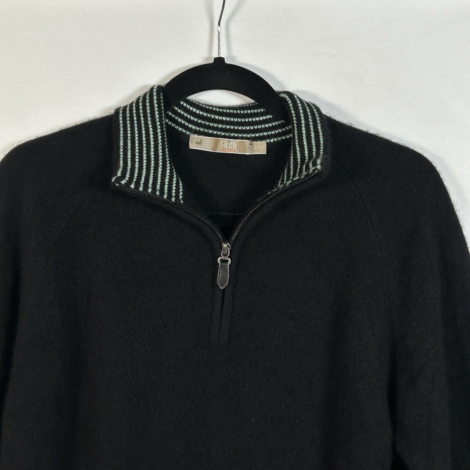 Raffi Raffi Cashmere Sweater Men’s Pullover 1/4 Zip Black Large Size US L / EU 52-54 / 3 - 3 Thumbnail