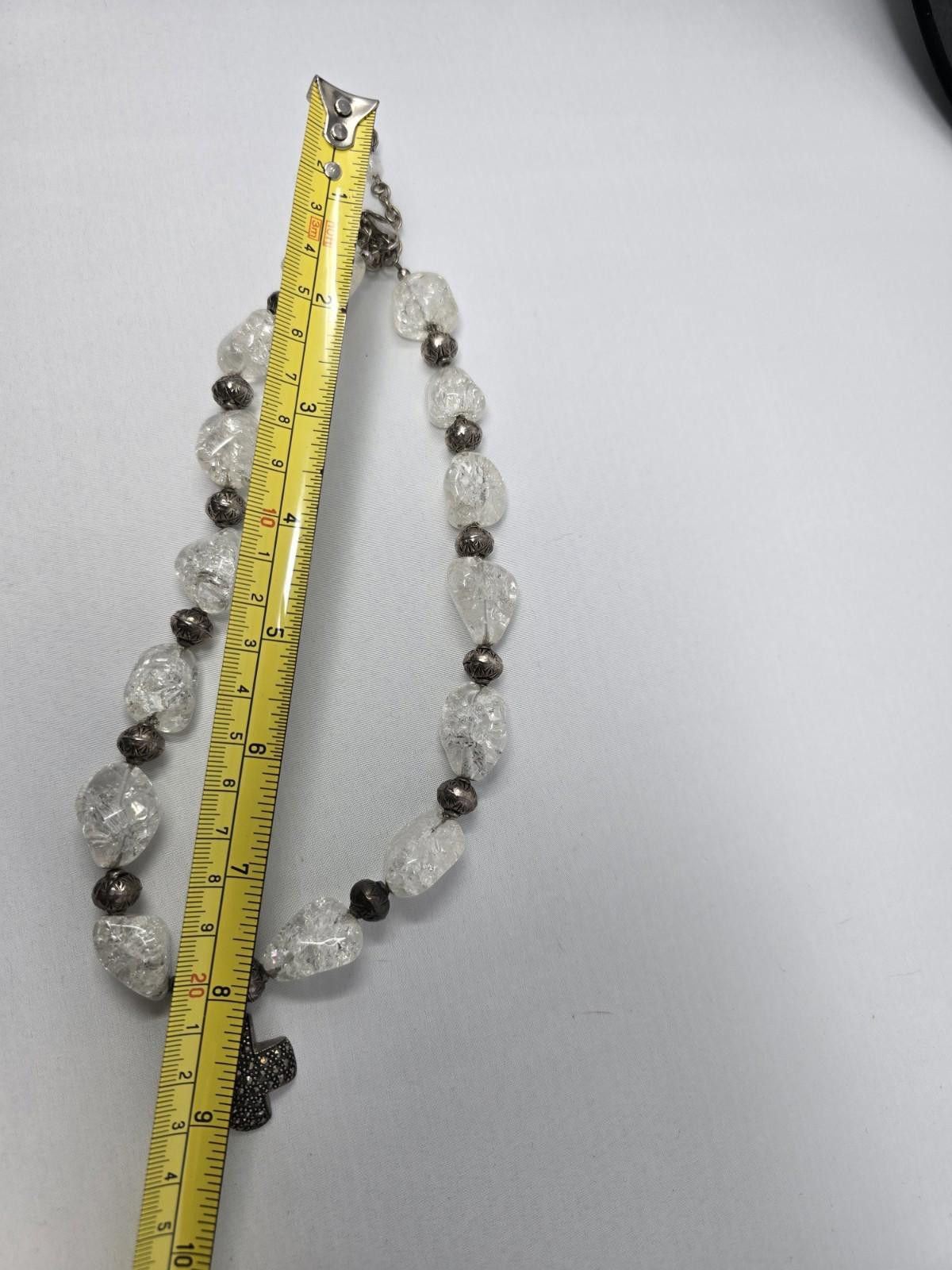 The Unbranded Brand Sterling Silver Marcasite Cross Necklace w/ Natural Quartz Size ONE SIZE - 4 Thumbnail