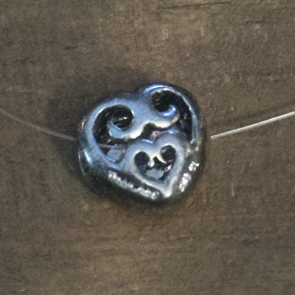 Vintage Vintage 925 silver floating diamond cut heart necklace Size ONE SIZE - 6 Thumbnail