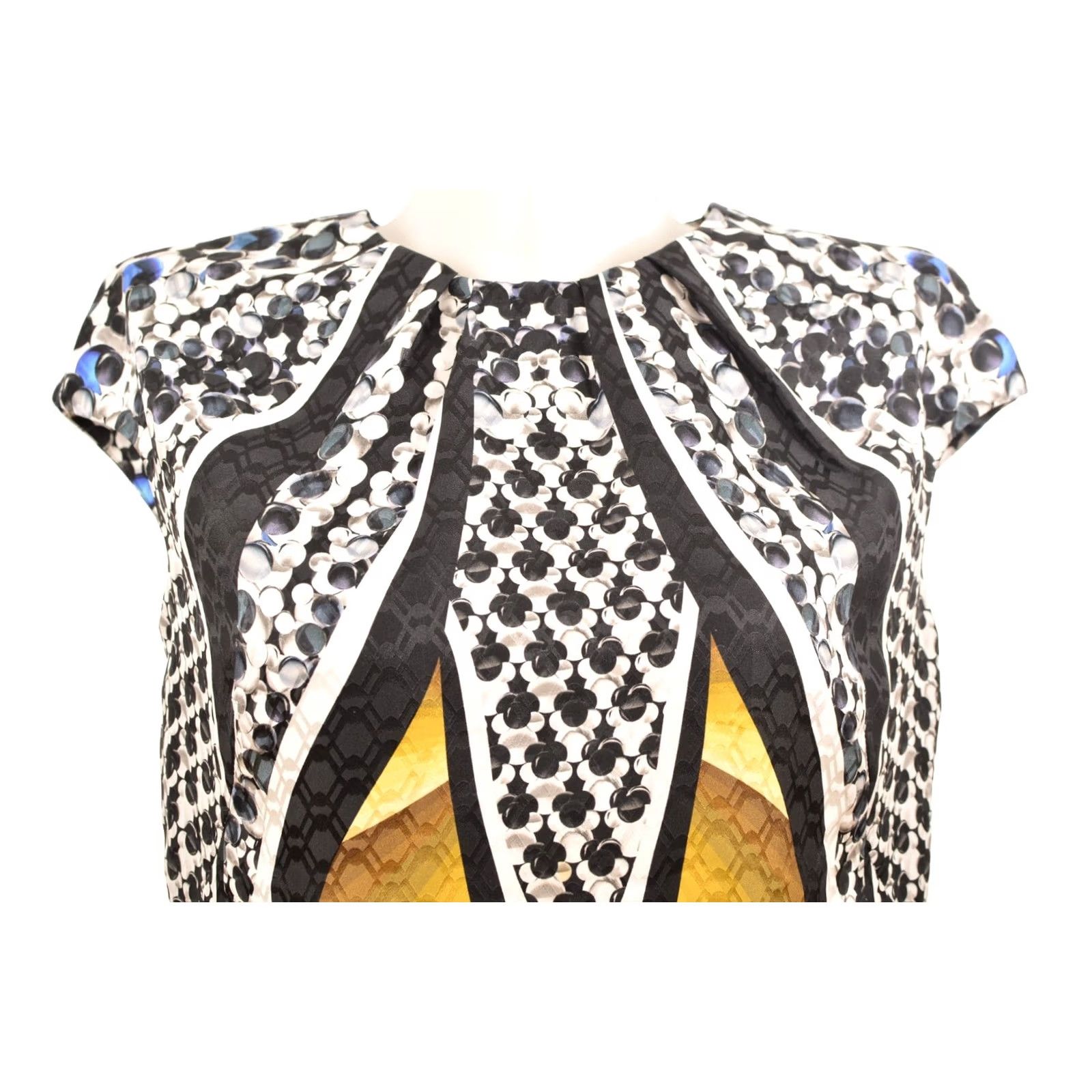 Peter Pilotto Peter Pilotto All-Print Short Sleeve Silk Blouse Top Size 8 Multicolor Womens Blouse Silk 8 Size M / US 6-8 / IT 42-44 - 2 Thumbnail