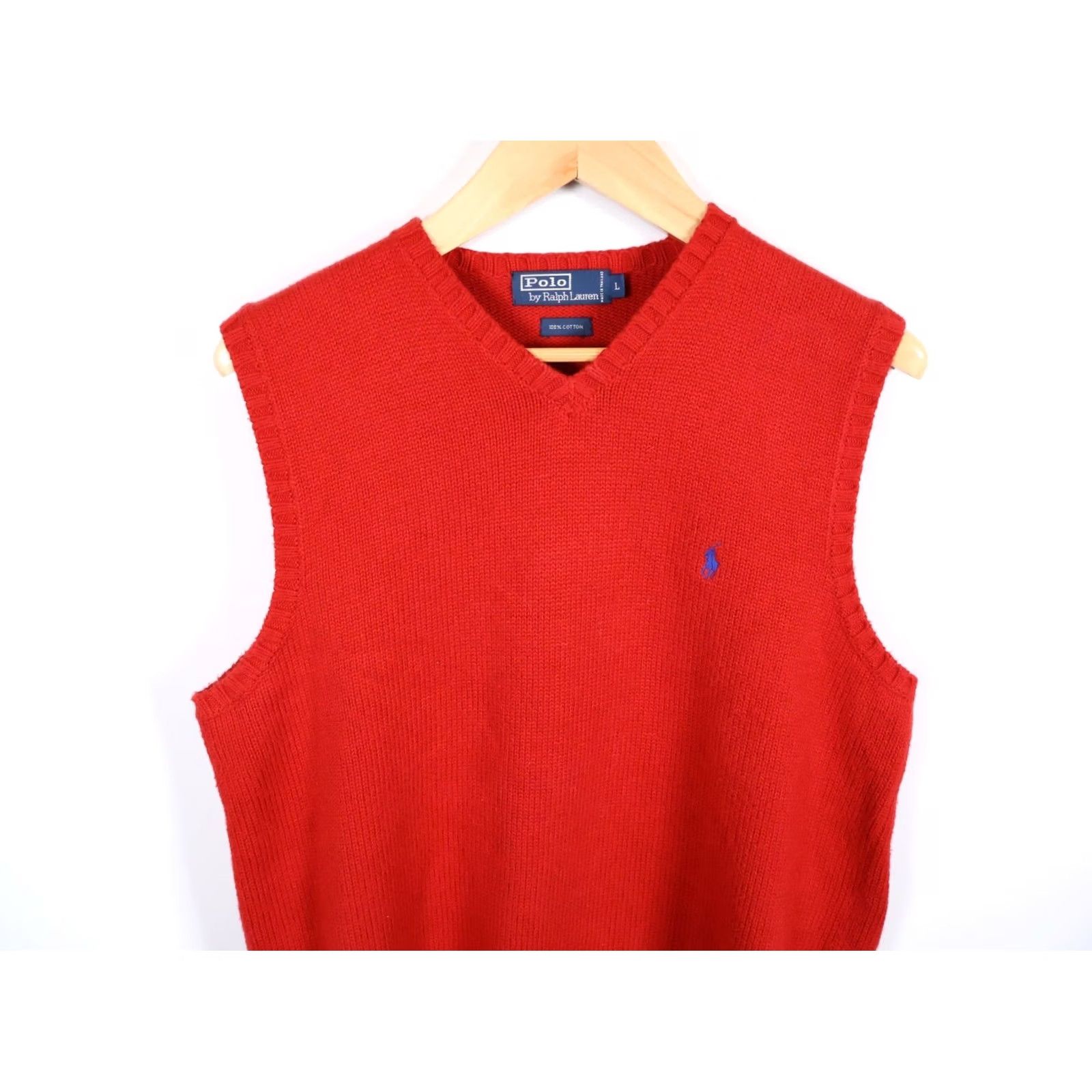 Polo Ralph Lauren Polo Ralph Lauren Sweater Vest Shirt Men Large Red Cotton V-Neck Knit Vest Preppy Dad Retro Holiday Vintage? Size US L / EU 52-54 / 3 - 7 Thumbnail