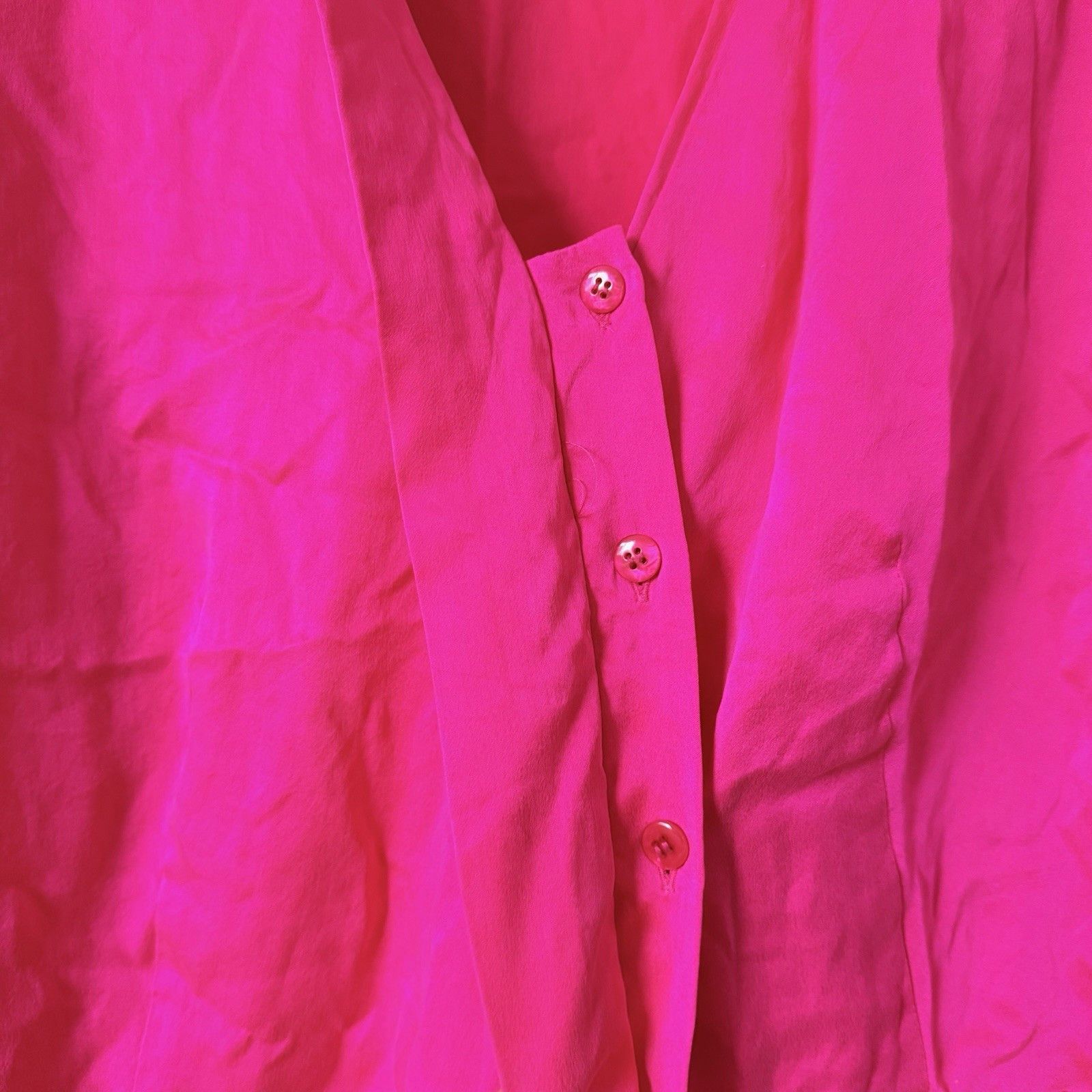 Other Dana Buchman 100% Silk Wrap Blouse Womens 22 Pink Fuchsia Size 3XL / US 20-22 - 17 Thumbnail