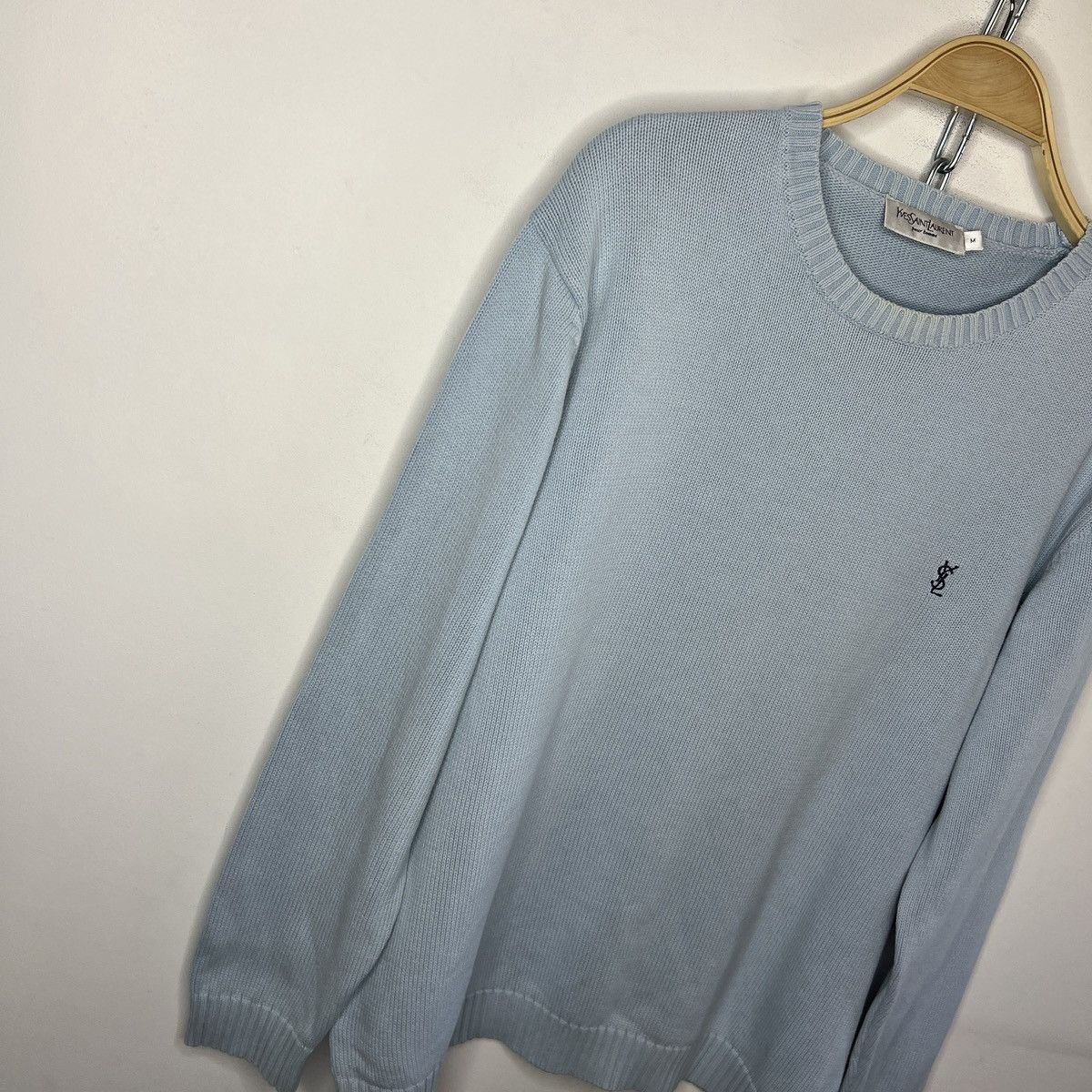 Yves Saint Laurent Vintage Yves Saint Laurent baby blue basic sweater YSL Size US M / EU 48-50 / 2 - 3 Thumbnail