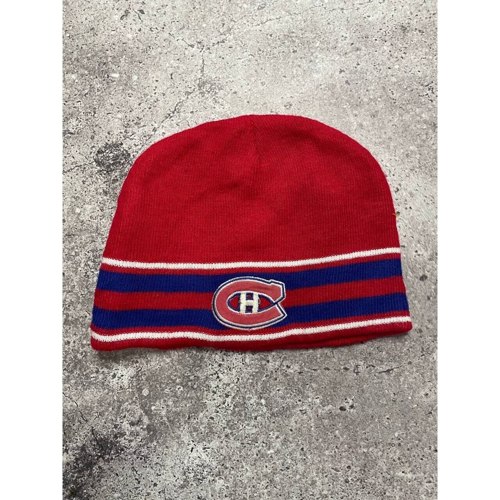 NHL × Vintage Vintage Montreal Canadiens Red Blue Knit Beanie NHL Winter Size ONE SIZE - 1 Thumbnail