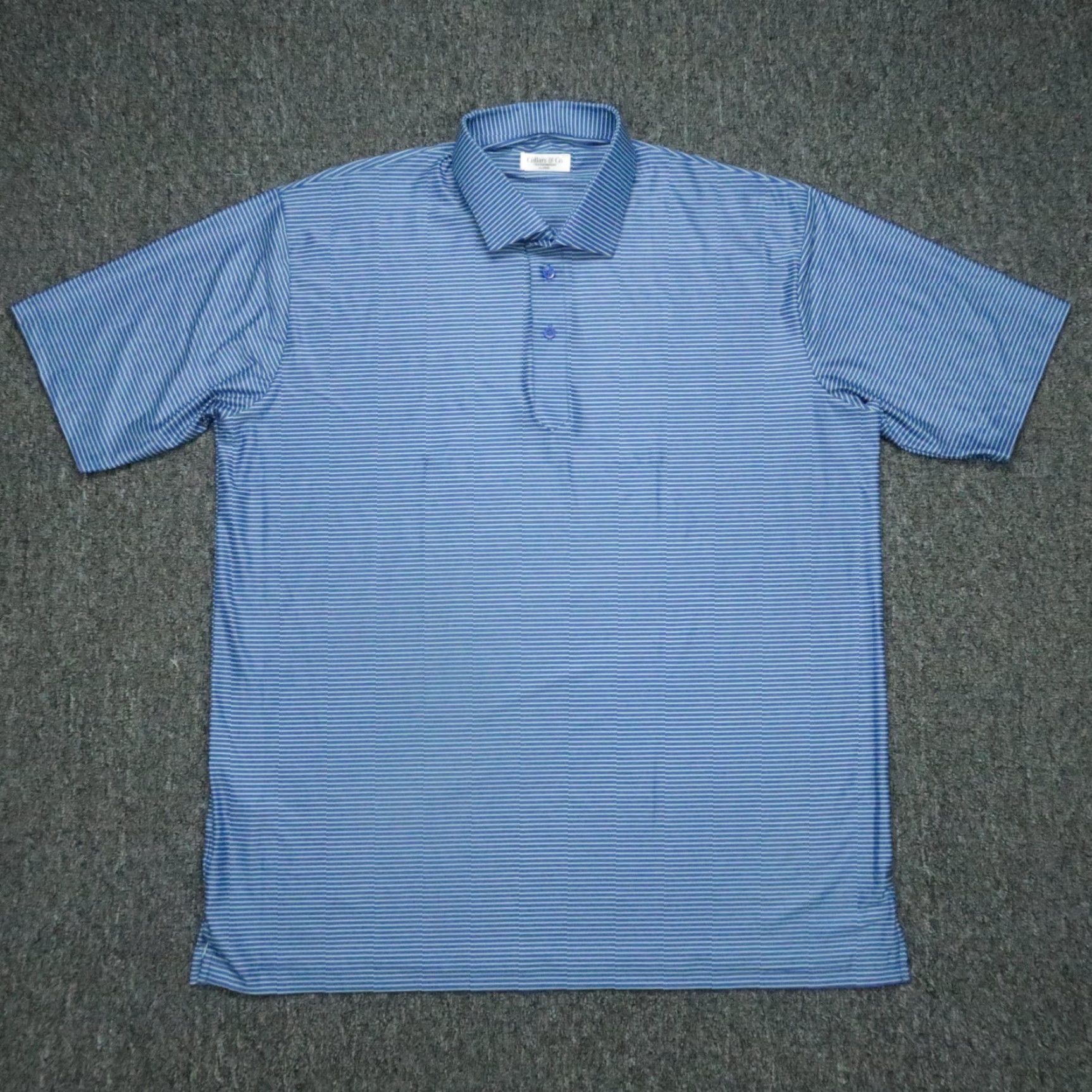 CO Collars & Co Shirt Men XL Striped Featherweight Short Sleeve Performance Polo Size US XL / EU 56 / 4 - 2 Thumbnail