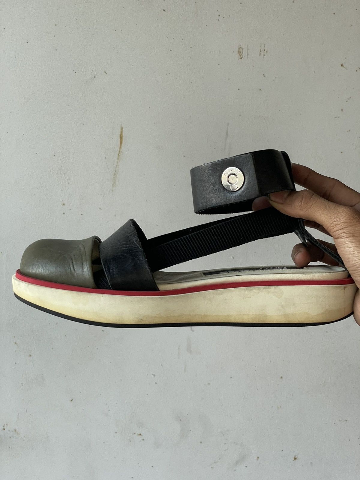 Jil Sander Jil Sander Navy Green Leather Size US 5.5 / IT 35.5 - 6 Thumbnail