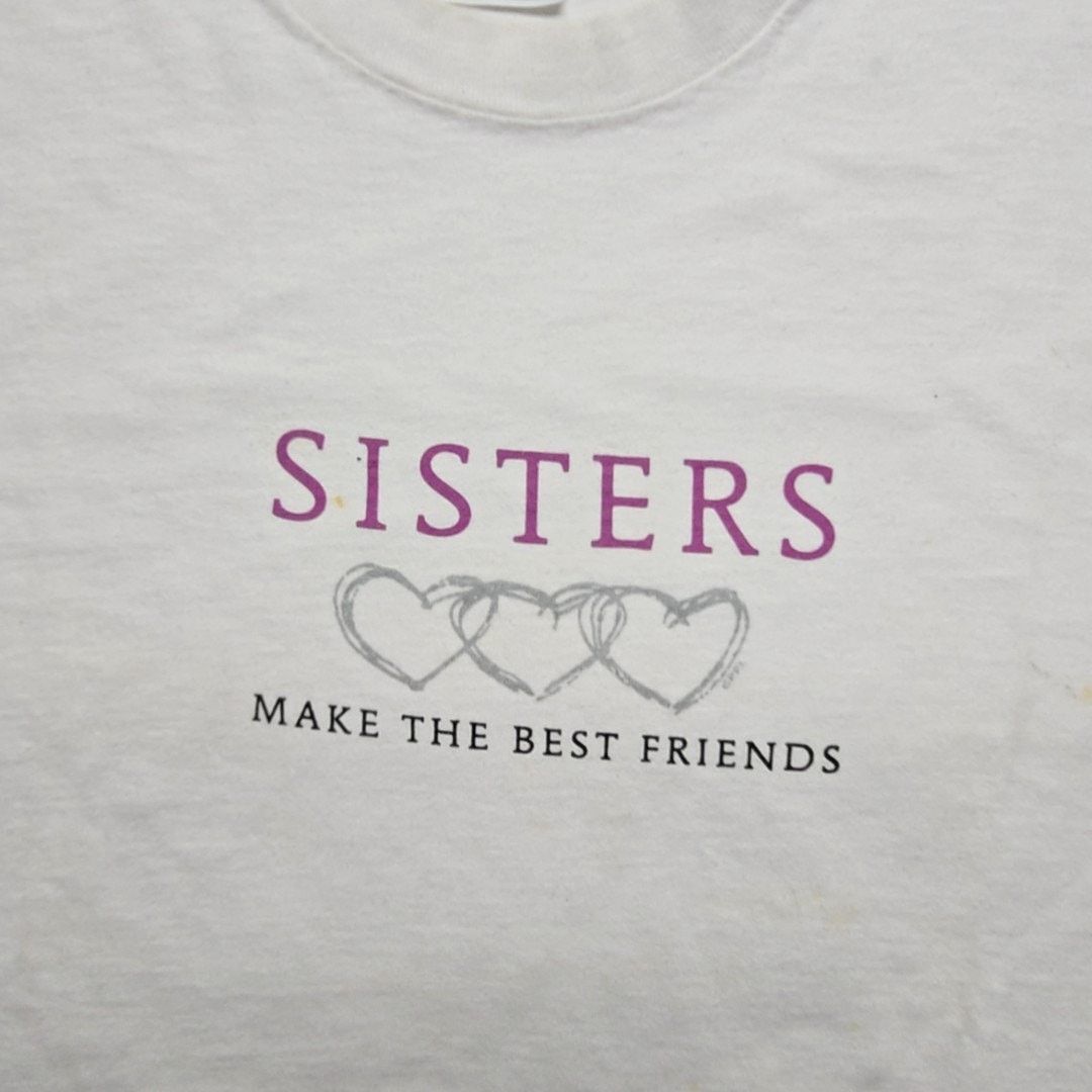 Fruit Of The Loom Vintage Sisters Make Best Friends Shirt White Graphic L Tee Size S / US 4 / IT 40 - 2 Thumbnail