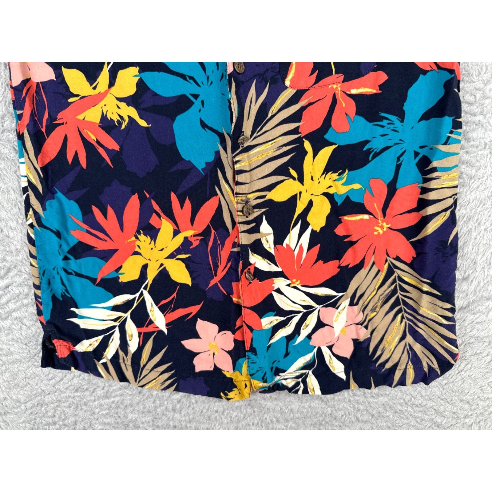 George George Shirt Men Small Blue Floral Palm Leaf Print Hawaiian 100% Rayon Pocket Short Sleeve Button-Up Mens Size US S / EU 44-46 / 1 - 5 Thumbnail