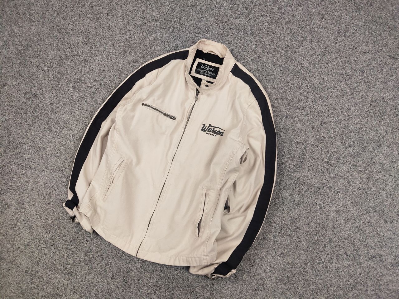 Japanese Brand Vintage Warson Motors Speed Racewear Beige canvas Jacket Size US S / EU 44-46 / 1 - 4 Thumbnail
