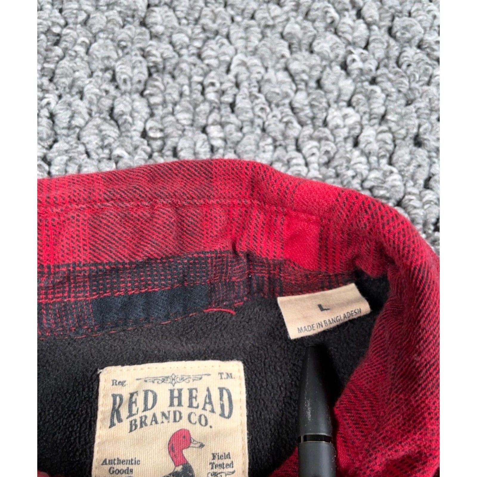 Vintage VINTAGE RedHead Flannel Shirt Jacket Adult Large Red Black Check Plaid Heavyweight Lined Pockets 90s Grunge Retro Mens Size US L / EU 52-54 / 3 - 3 Thumbnail