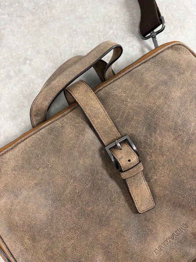 Emporio Armani Emporio Armani Grey Leather Shoulder Bag Size ONE SIZE - 5 Thumbnail