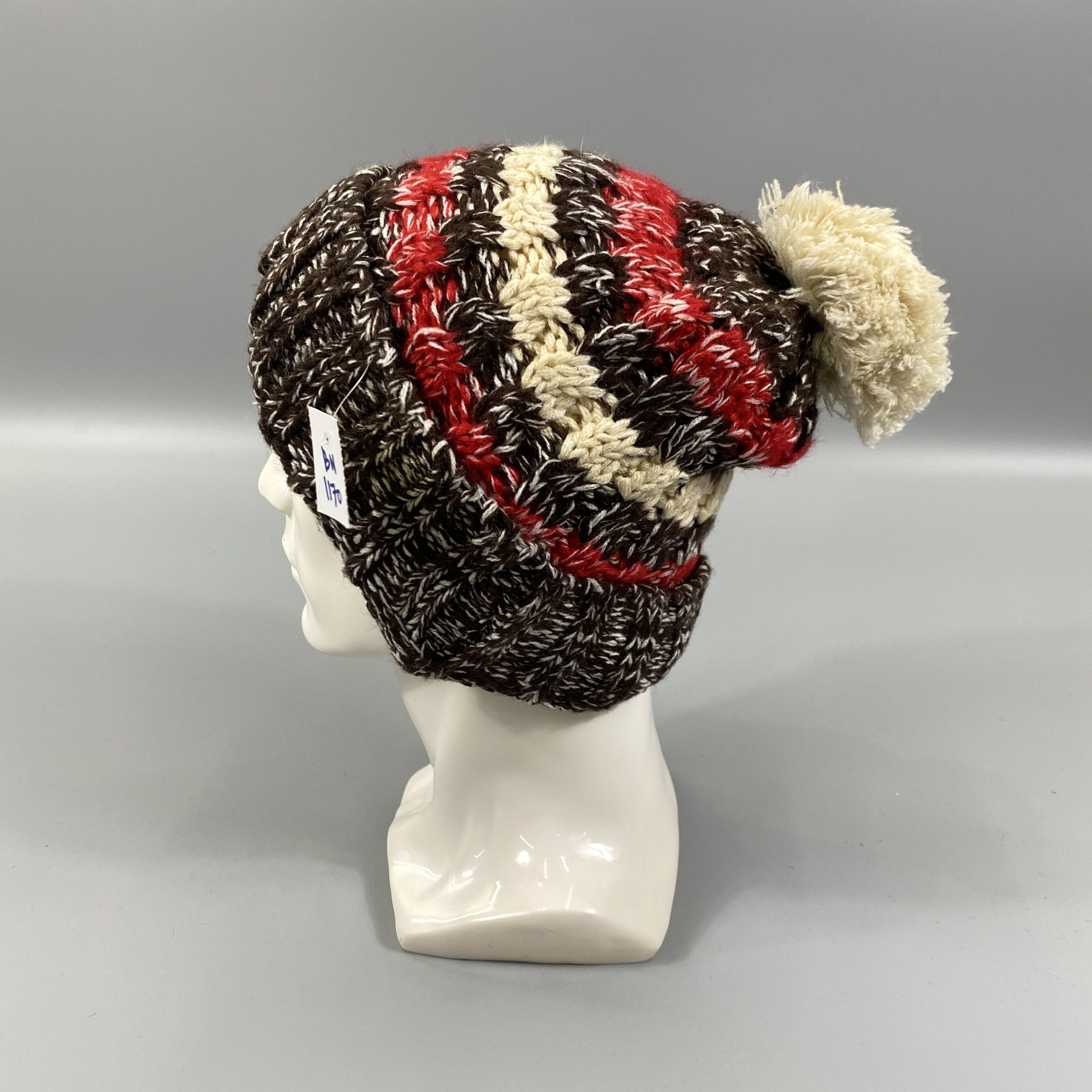 Japanese Brand Knitted Stripe Beanie Hats Pom Pom -BN1170 Size ONE SIZE - 1 Thumbnail