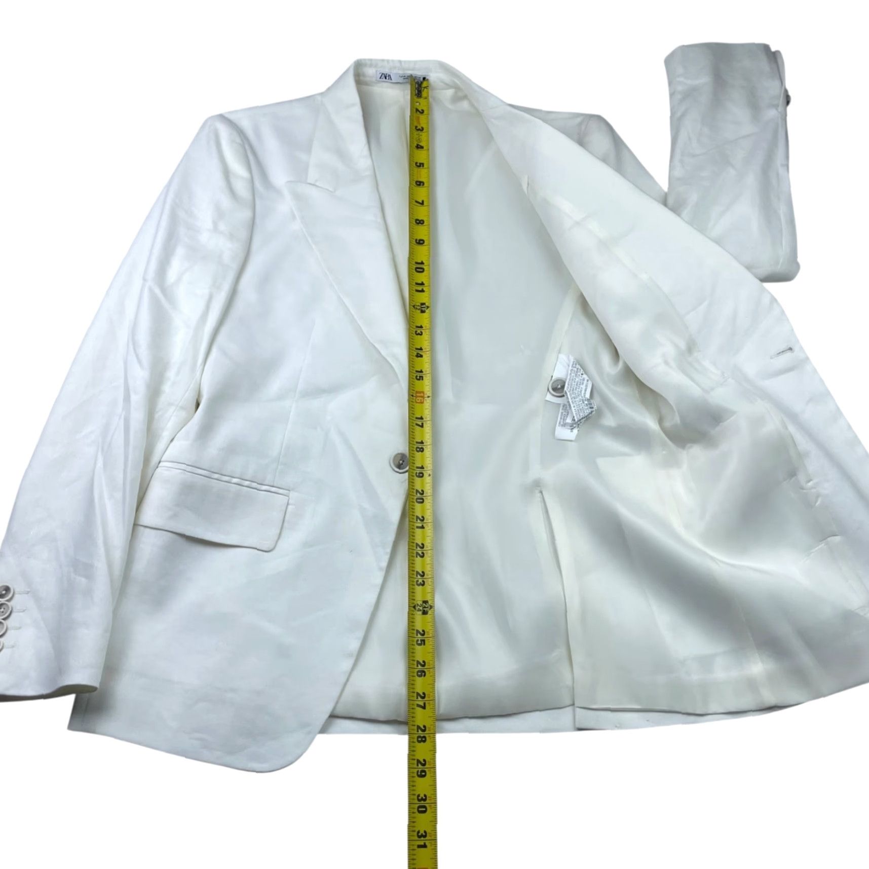 Zara VINTAGE? No — Zara Blazer White Slim Fit 1-Button 36R Men’s Short Sleeve? Size 36R - 7 Thumbnail