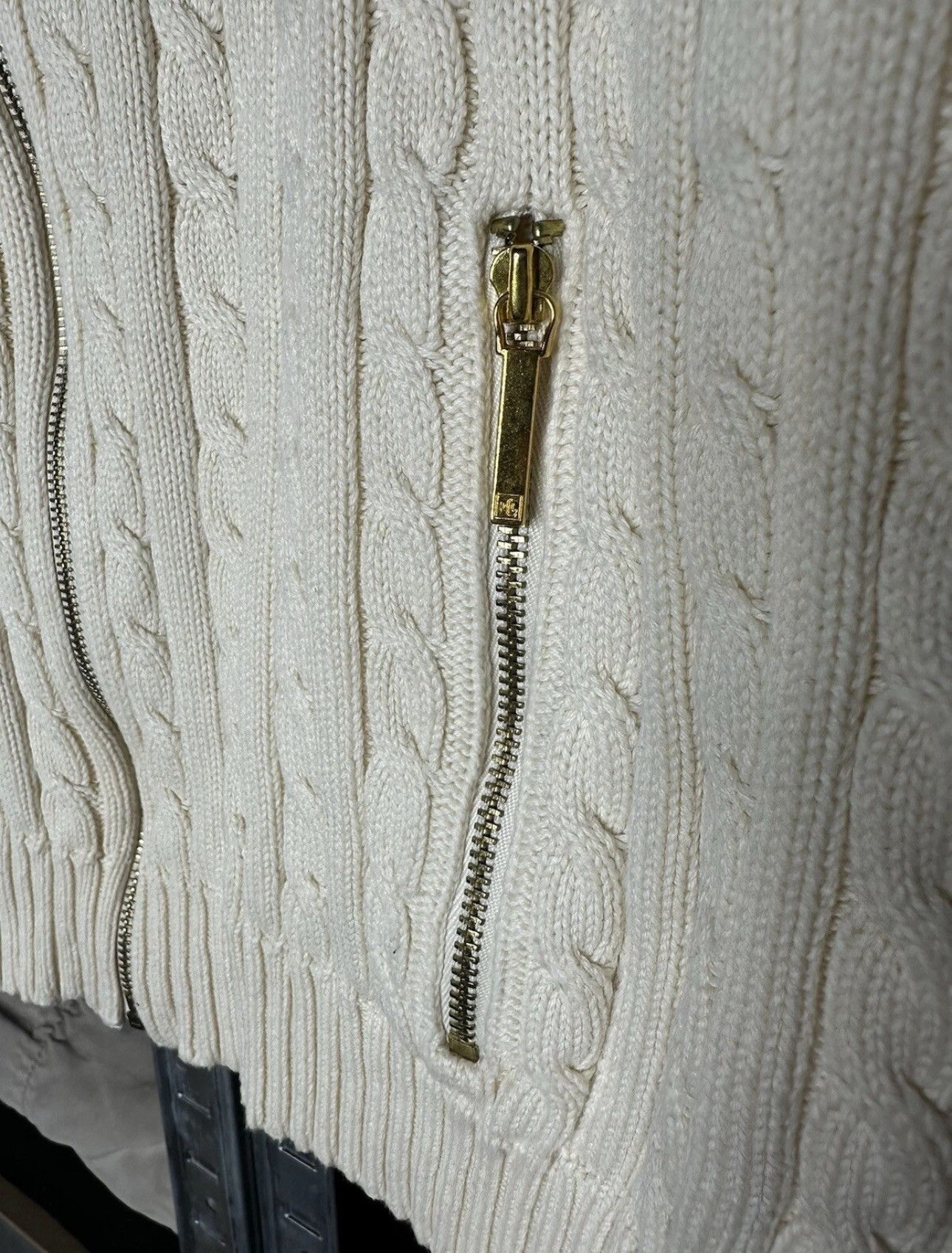 Lauren Ralph Lauren Lauren Ralph Lauren Full Zip Sweater Cream Cable Knit Size M / US 6-8 / IT 42-44 - 4 Thumbnail