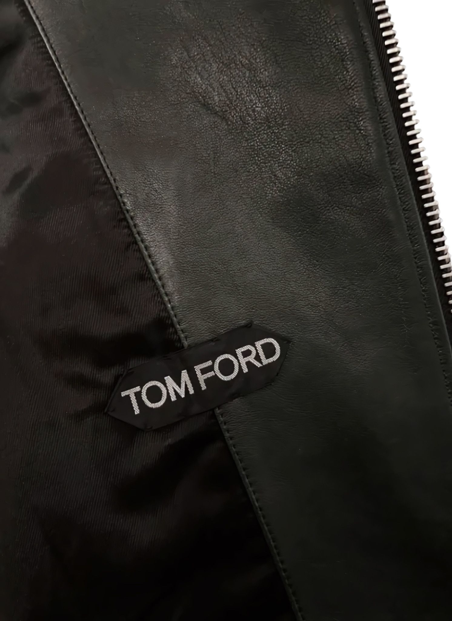 Tom Ford DARK GREEN LAMBSKIN LEATHER BIKER JACKET Size US M / EU 48-50 / 2 - 7 Thumbnail