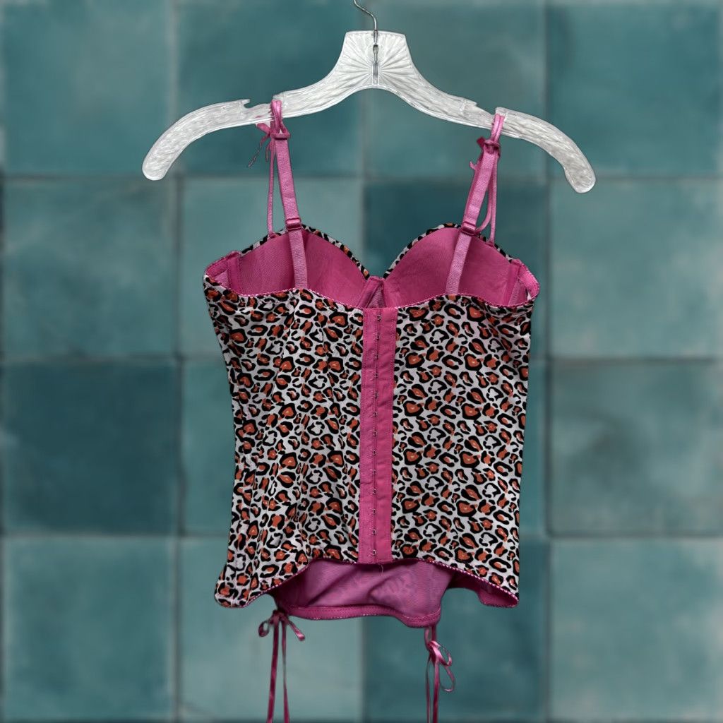 Vintage VINTAGE Y2K Corset Bustier Top Pink Leopard Cheetah Animal Print Boned Coquette Fairy Womens SXS Size S / US 4 / IT 40 - 1 Thumbnail