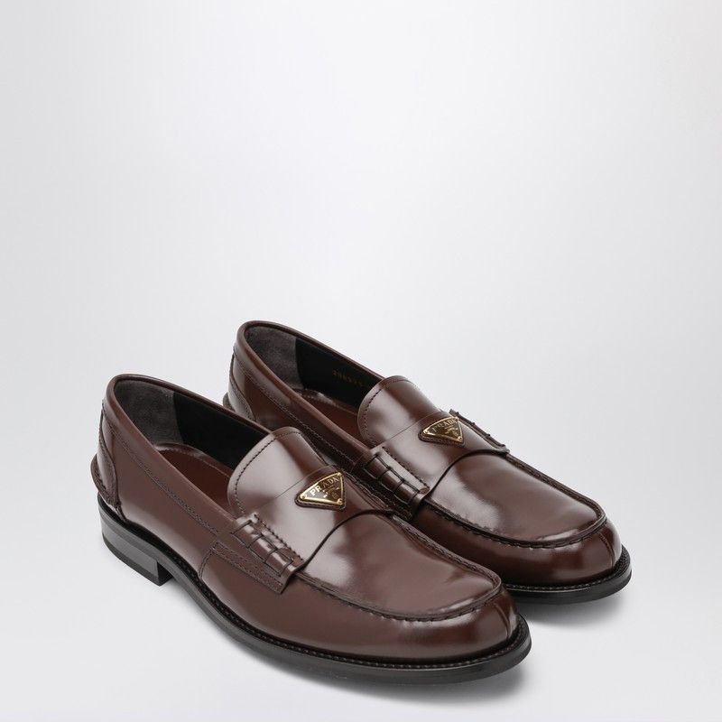 Prada Brushed Leather Moccasins In Root Color Shoes, Men's (Size 9)