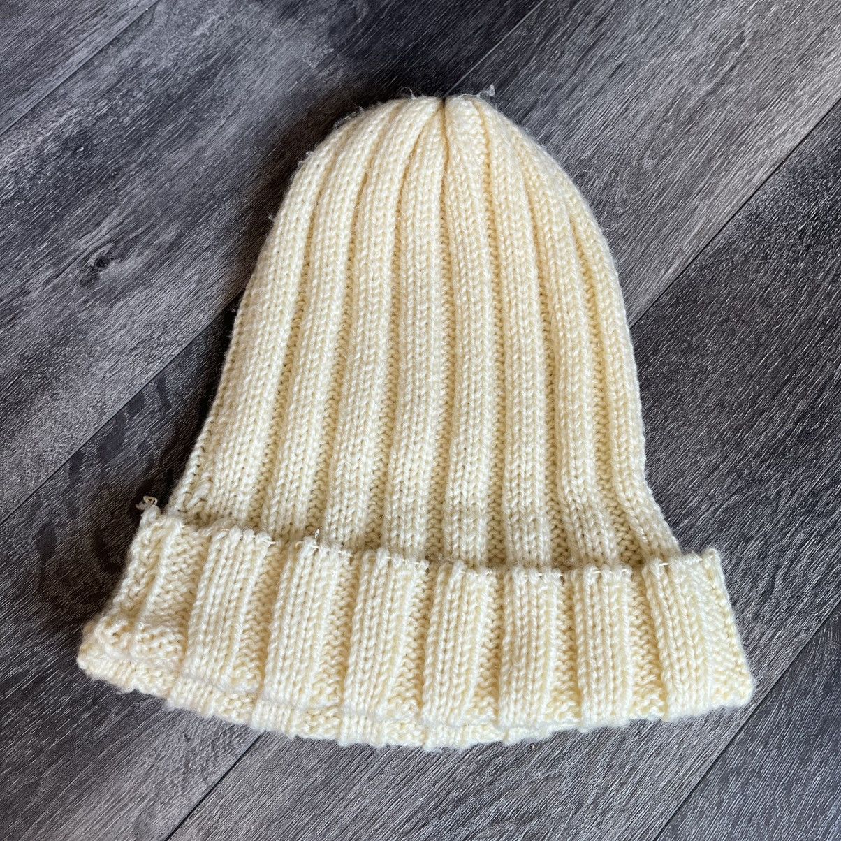 Japanese Brand True Vintage 1960s K Mart Arcylic Ribbed Off White Beanie Size ONE SIZE - 2 Thumbnail