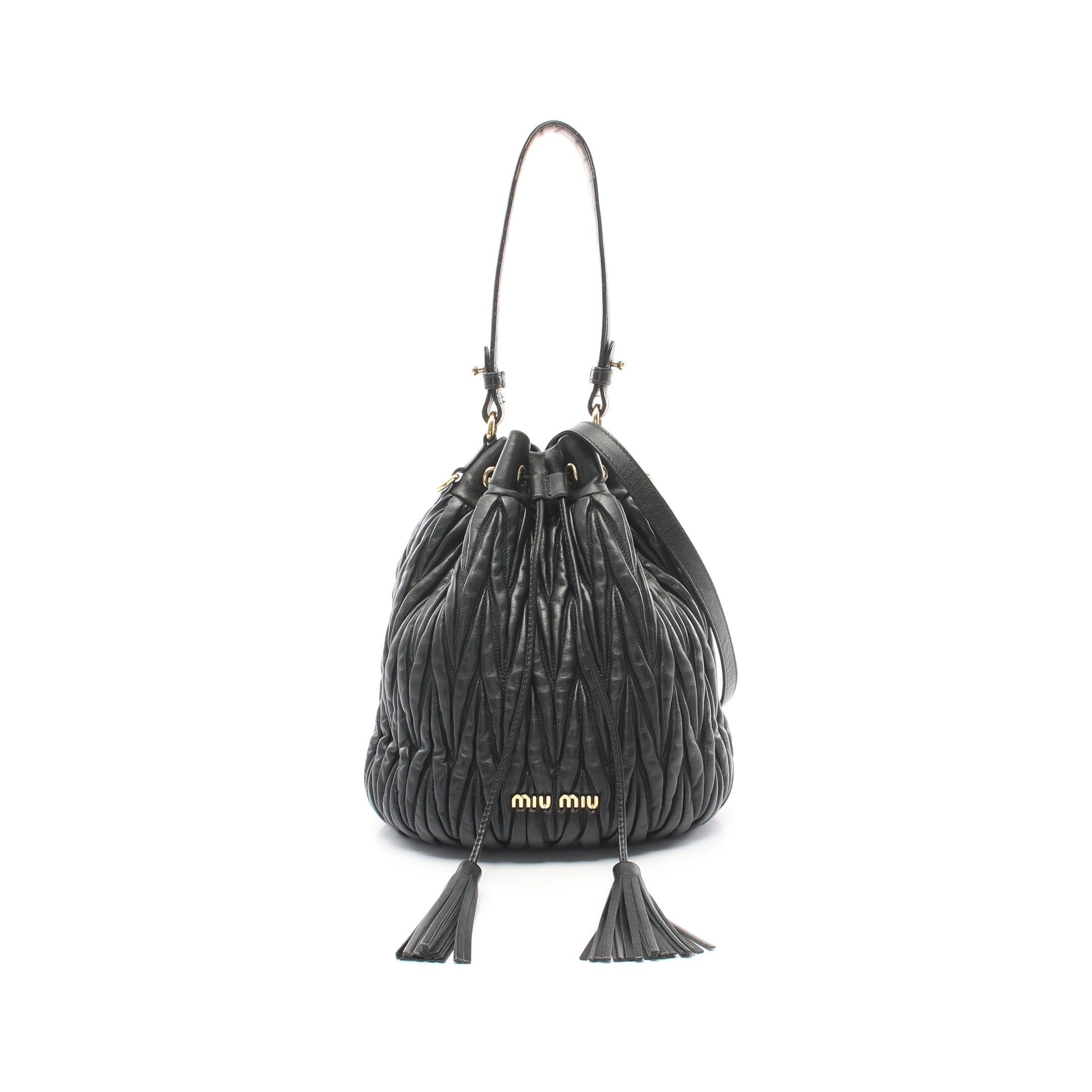 Miu Miu Miu Miu Matelasse Handbag Leather Black Tassel Size ONE SIZE - 1 Thumbnail