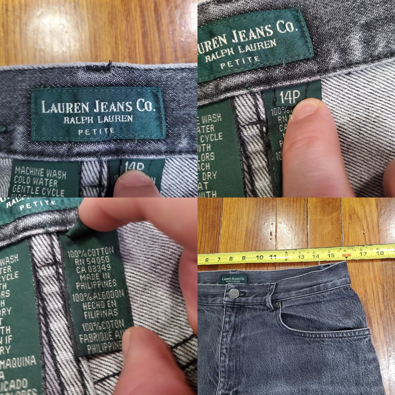 Ralph Lauren VINTAGE Lauren Jeans Co. Ralph Lauren Jeans Womens 14P Gray High Rise Straight Jeans Womens Petite 14P Charcoal Gray Denim Size 36" / US 14 / IT 50 - 8 Thumbnail