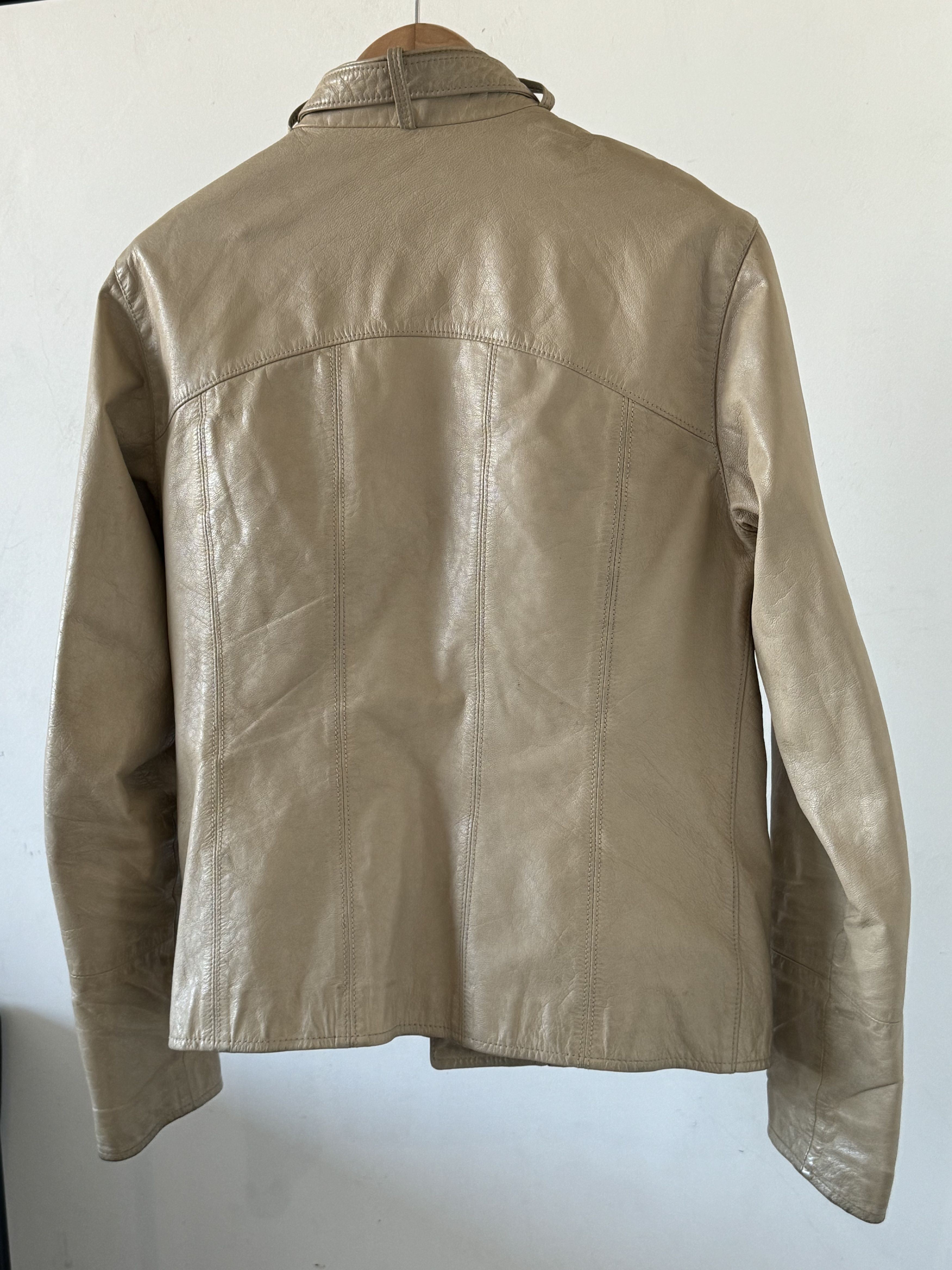 Dolce & Gabbana Dolce & Gabbana Rare Goatskin Leather Moto Jacket Beige Size US L / EU 52-54 / 3 - 14 Thumbnail