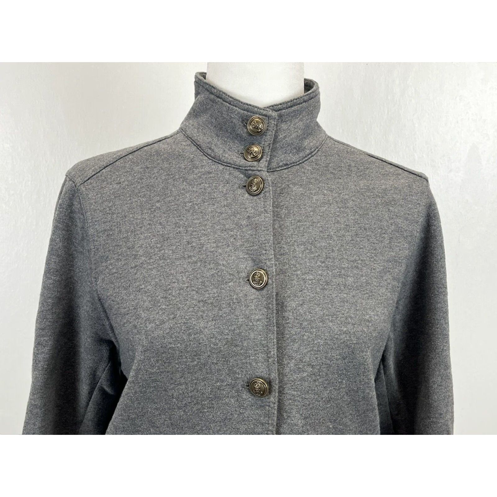 Ralph Lauren VINTAGE Lauren Ralph Lauren LRL Jeans Co Sweatshirt Jacket Women’s Medium Gray Full-Button Varsity Jacket Womens M Gray Vintage-style? Size M / US 6-8 / IT 42-44 - 4 Thumbnail