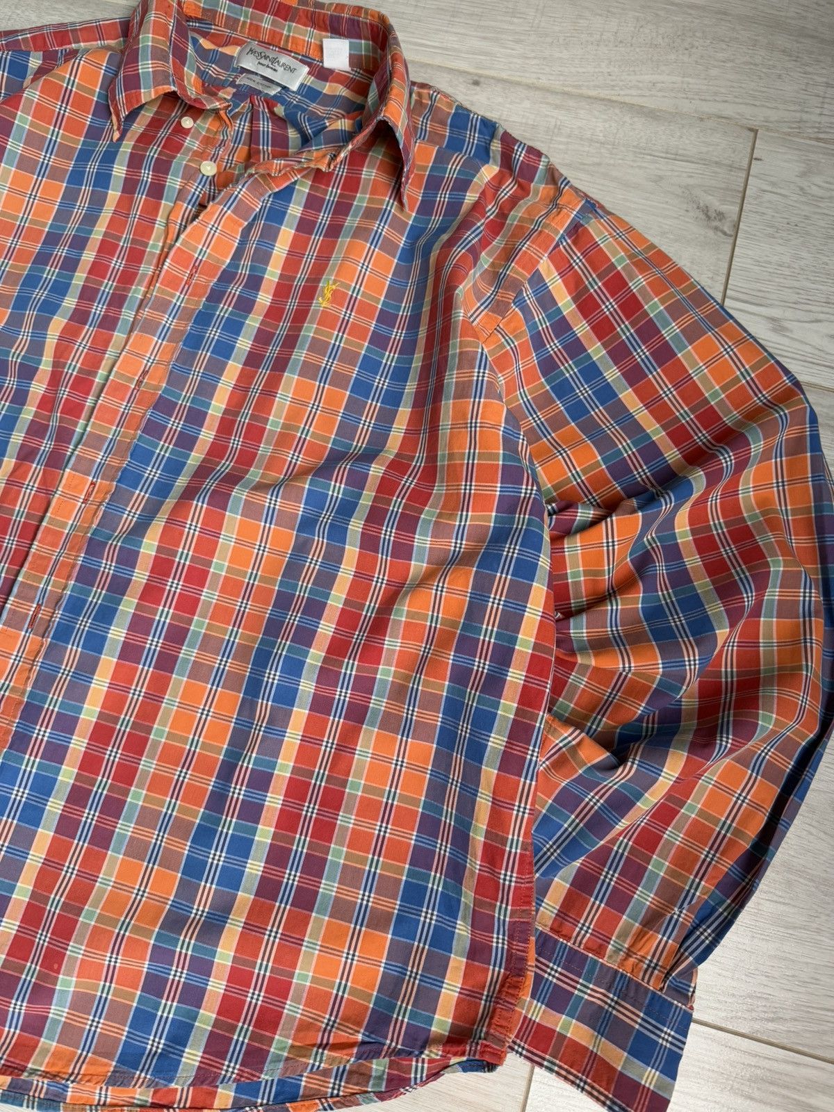 Vintage × Yves Saint Laurent Vintage Ysl navy check Yves Saint Lauren shirt Size US XL / EU 56 / 4 - 2 Thumbnail