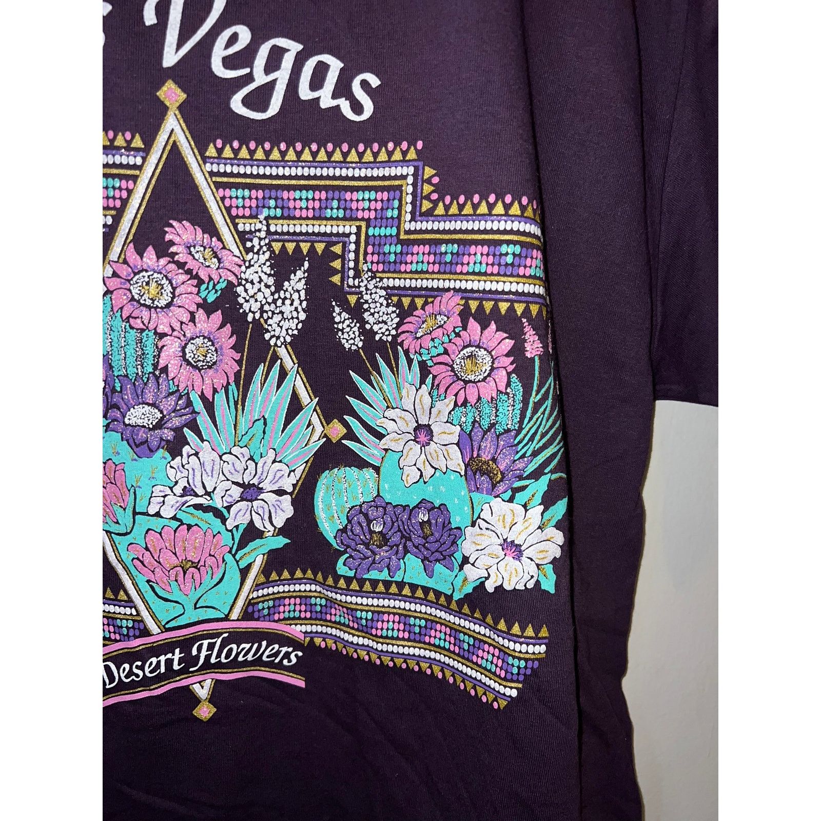 Jerzees Vintage Las Vegas Shirt Desert Flowers Purple Tee VTG 90s L Size US L / EU 52-54 / 3 - 4 Thumbnail
