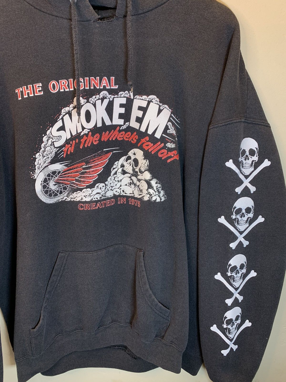 Lee *RARE* Vintage 90’s Harley Davidson Smoke Em Skull SF Hoodie Size US XL / EU 56 / 4 - 3 Thumbnail