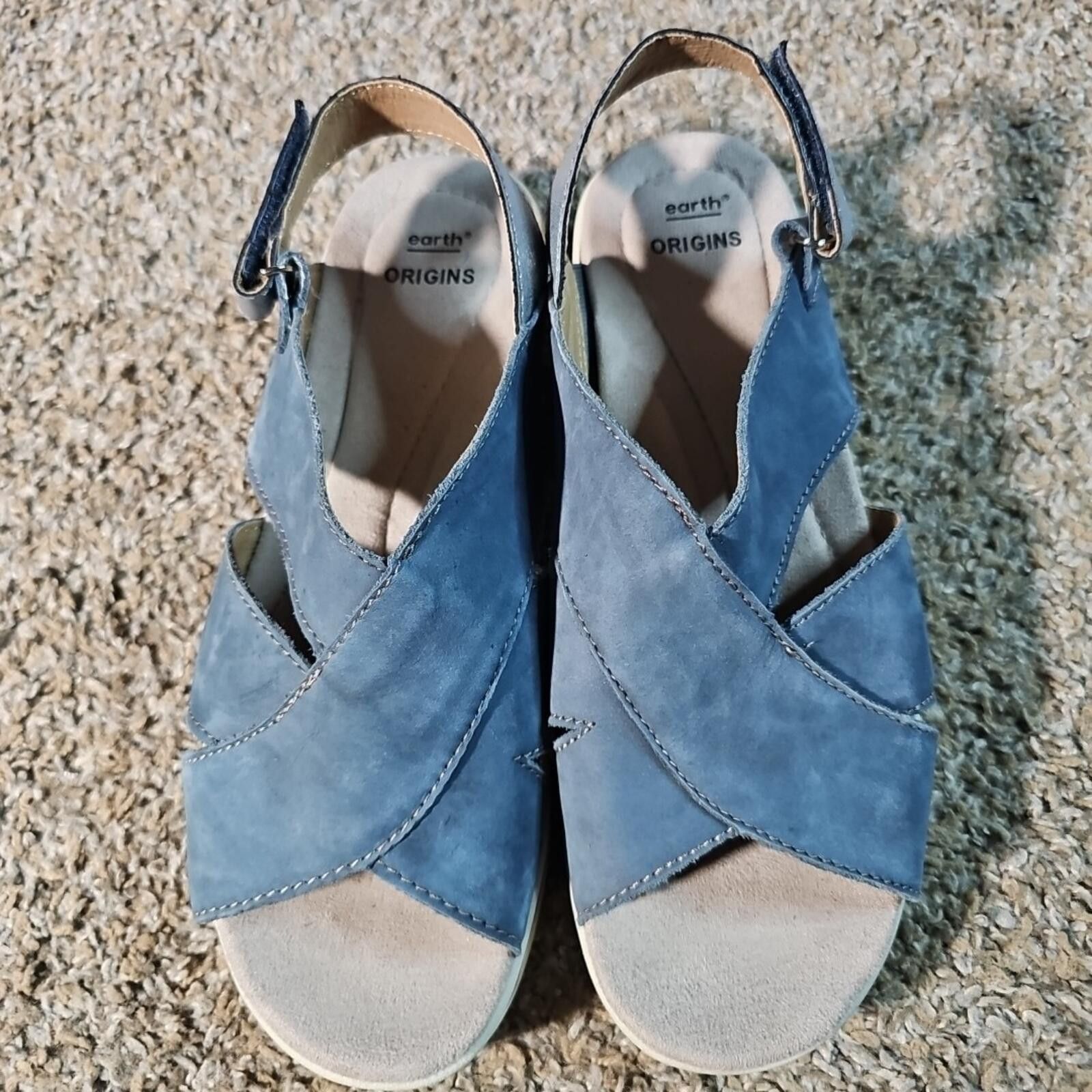 Earth Ragz Earth Origins Carley Charlene Moroccan Blue Leather Sandals Size US 7.5 / IT 37.5 - 2 Thumbnail