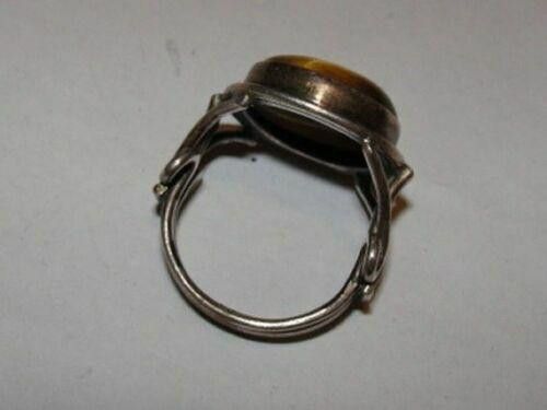Handmade Sterling Silver Orange Tiger Eye Cabochon Ring Size ONE SIZE - 5 Thumbnail
