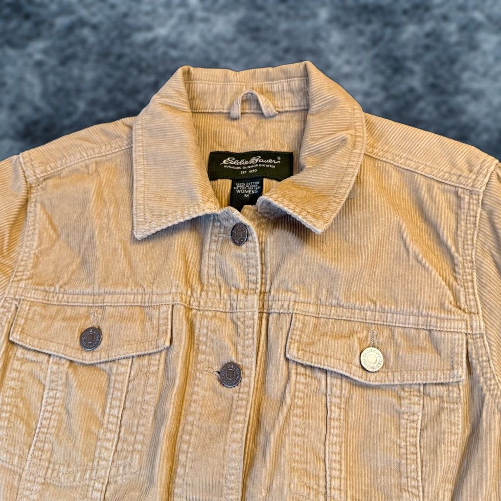 Eddie Bauer VINTAGE not applicable; use actual: Eddie Bauer Corduroy Trucker Jacket Tan Button Front Long Sleeve Womens Medium Size M / US 6-8 / IT 42-44 - 1 Thumbnail