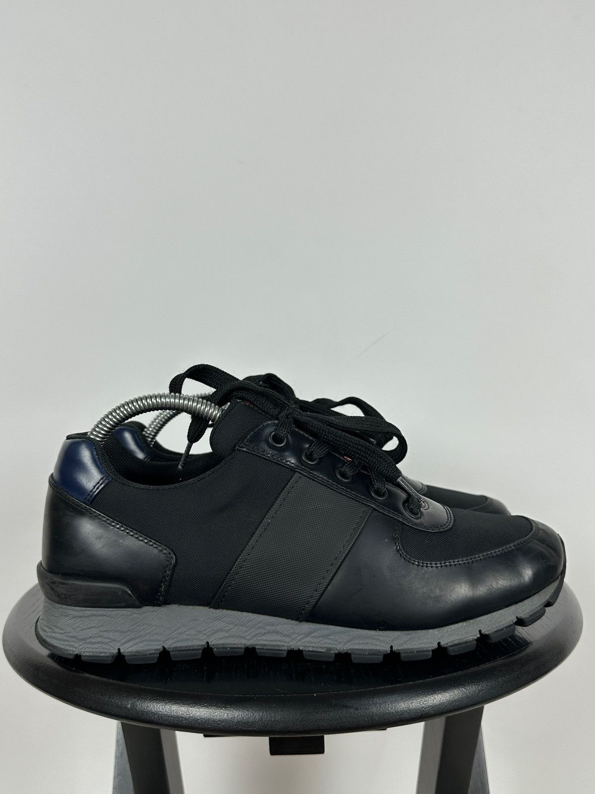 Prada Prada Matchrace Black Leather Sneakers Size US 7 / EU 40 - 4 Thumbnail