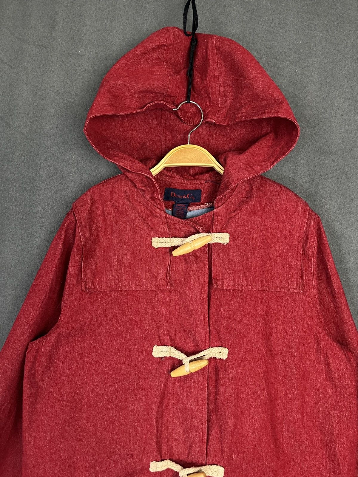 Denim & Co. × Japanese Brand Denim & Co Duffle Coat Red Denim Jacket w Detachable Lining Size US M / EU 48-50 / 2 - 3 Thumbnail