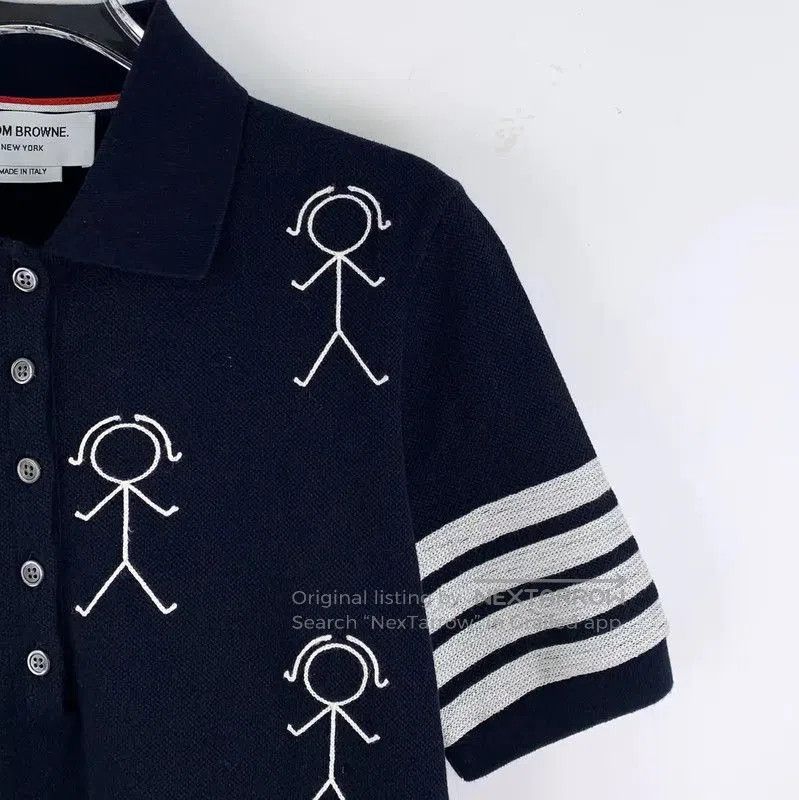 Thom Browne Thom Browne Women's Navy Cotton T-Shirt . Size S / US 4 / IT 40 - 3 Thumbnail