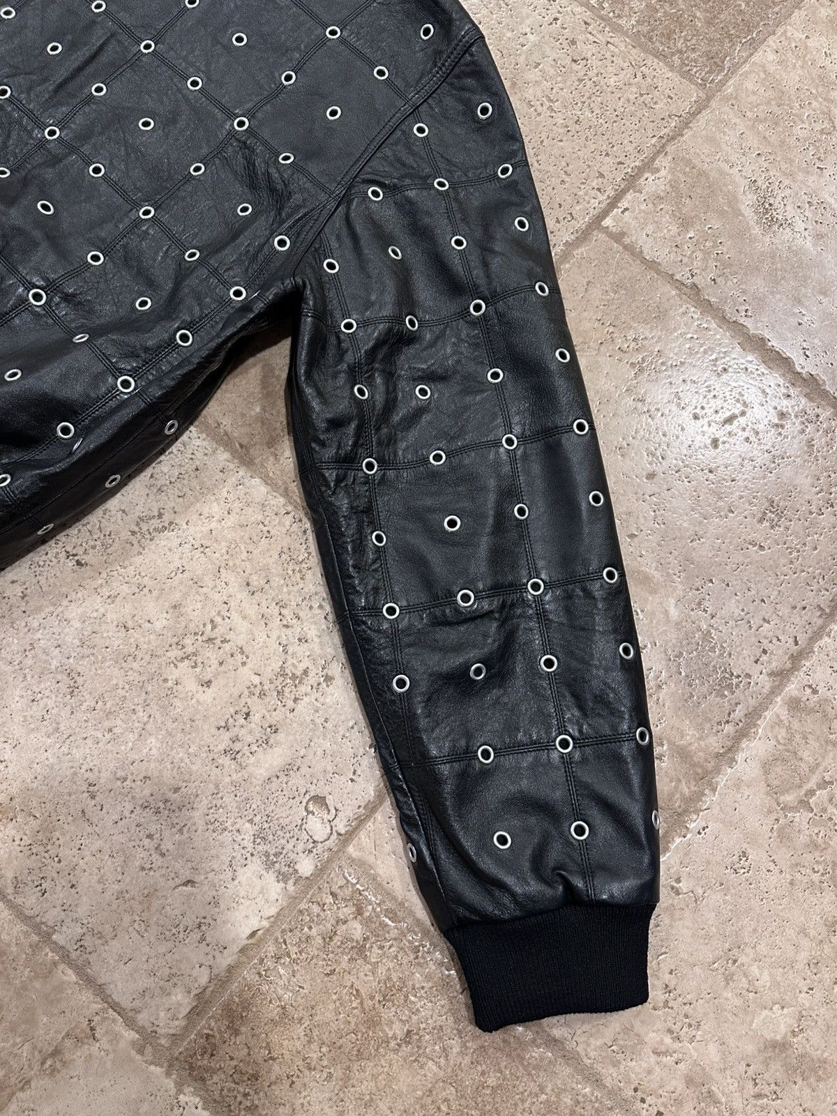 Celine × Hedi Slimane Celine x Hedi FW22 Leather Eyelet Cut-Out Stud Patch Jacket Size US L / EU 52-54 / 3 - 13 Thumbnail