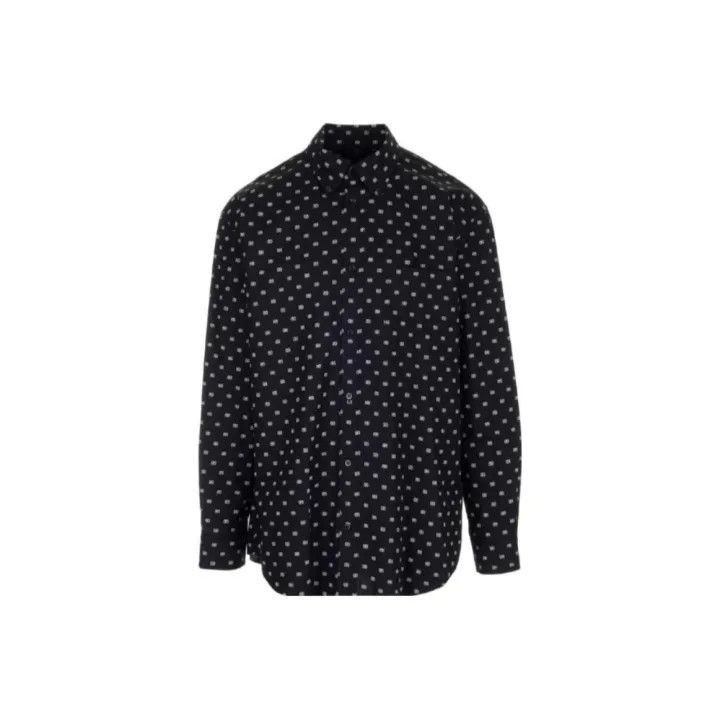 Balenciaga Balenciaga Balenciaga Black Logo Print Long Sleeve Shirt - Size US M / EU 48-50 / 2 - 1 Thumbnail