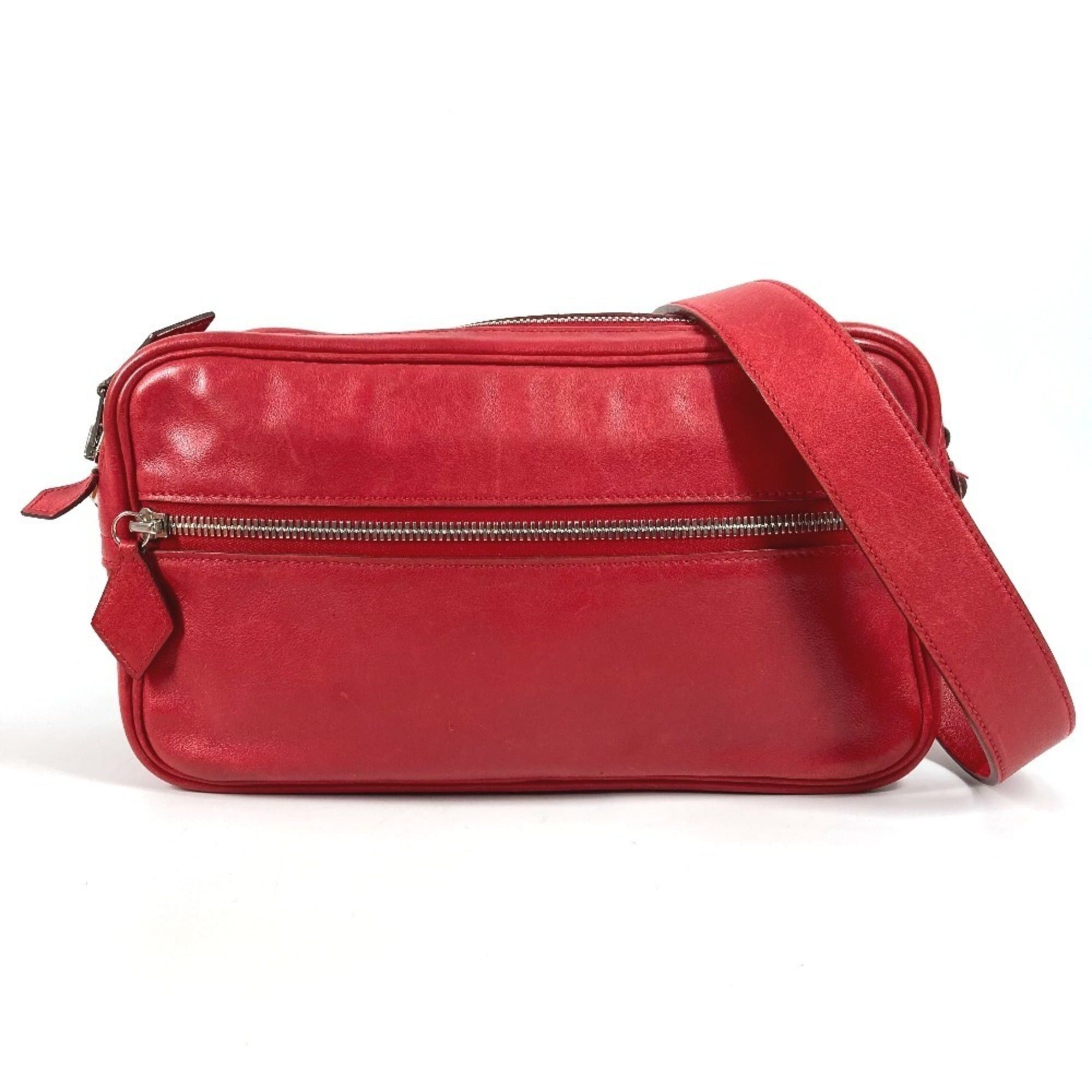 HERMES Vingt Quatre PM Crossbody Pochette Shoulder Bag in Leather Red for Men and Women