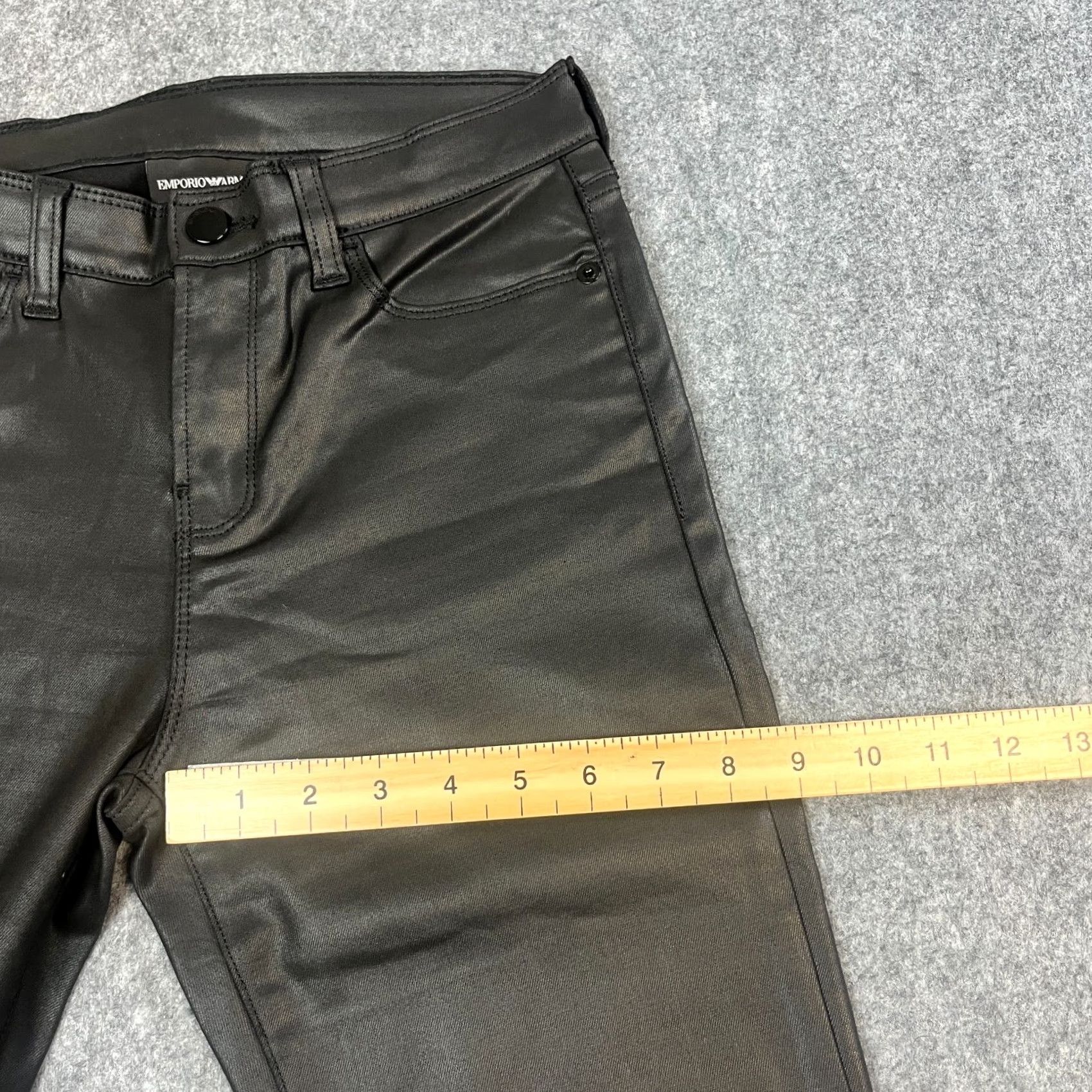 Emporio Armani Emporio Armani Womens Trousers Pants Skinny 27 30 UK 8 Black Coated Stretch Pants Sk Size 30" / US 8 / IT 44 - 5 Thumbnail