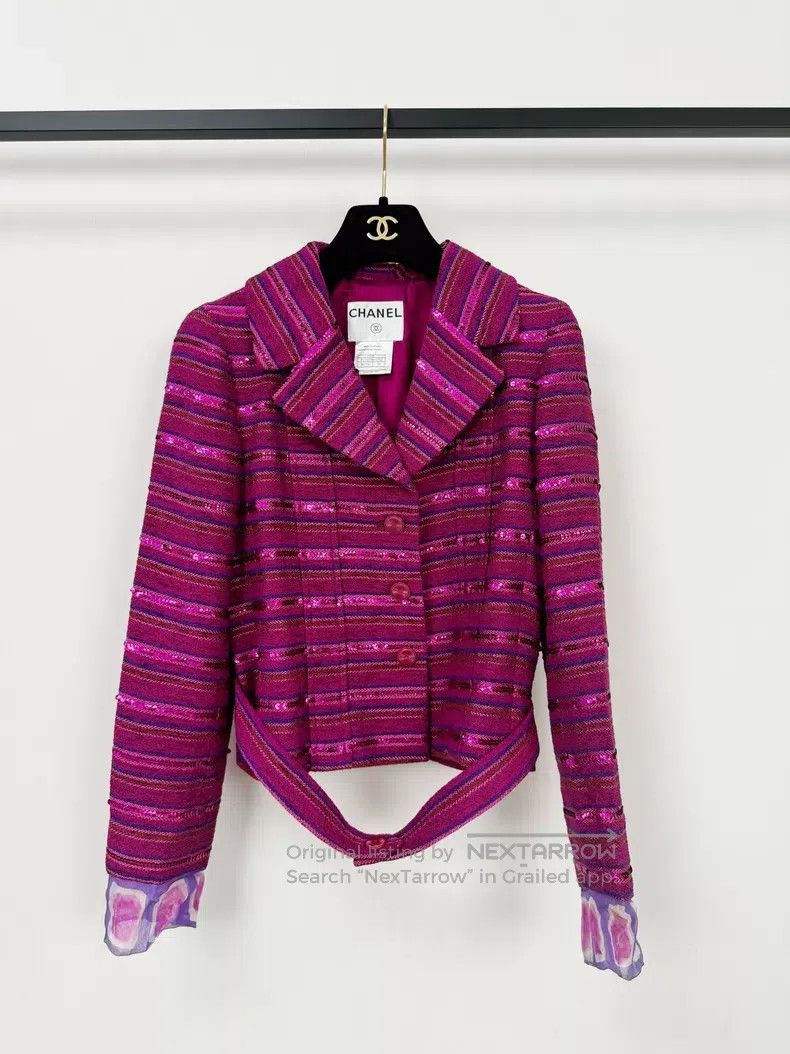 Chanel Chanel Rose-red braided sequin coat Size XXS / US 00 / IT 34 - 1 Thumbnail