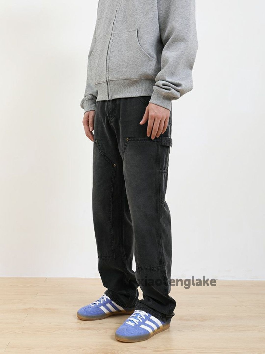 denim double knee work carpenter faded jeans